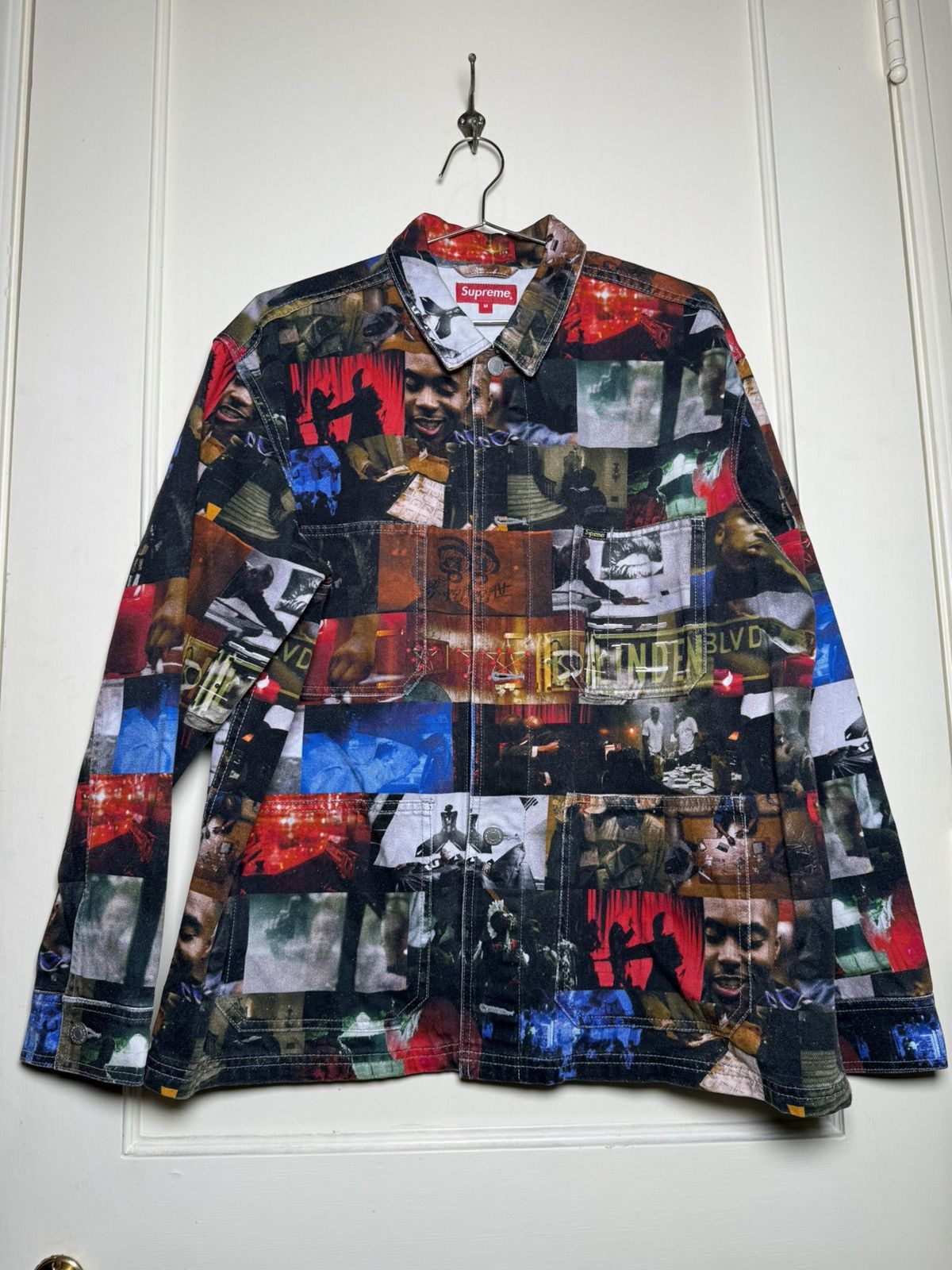 Supreme Nas and DMX collage denim chore coat