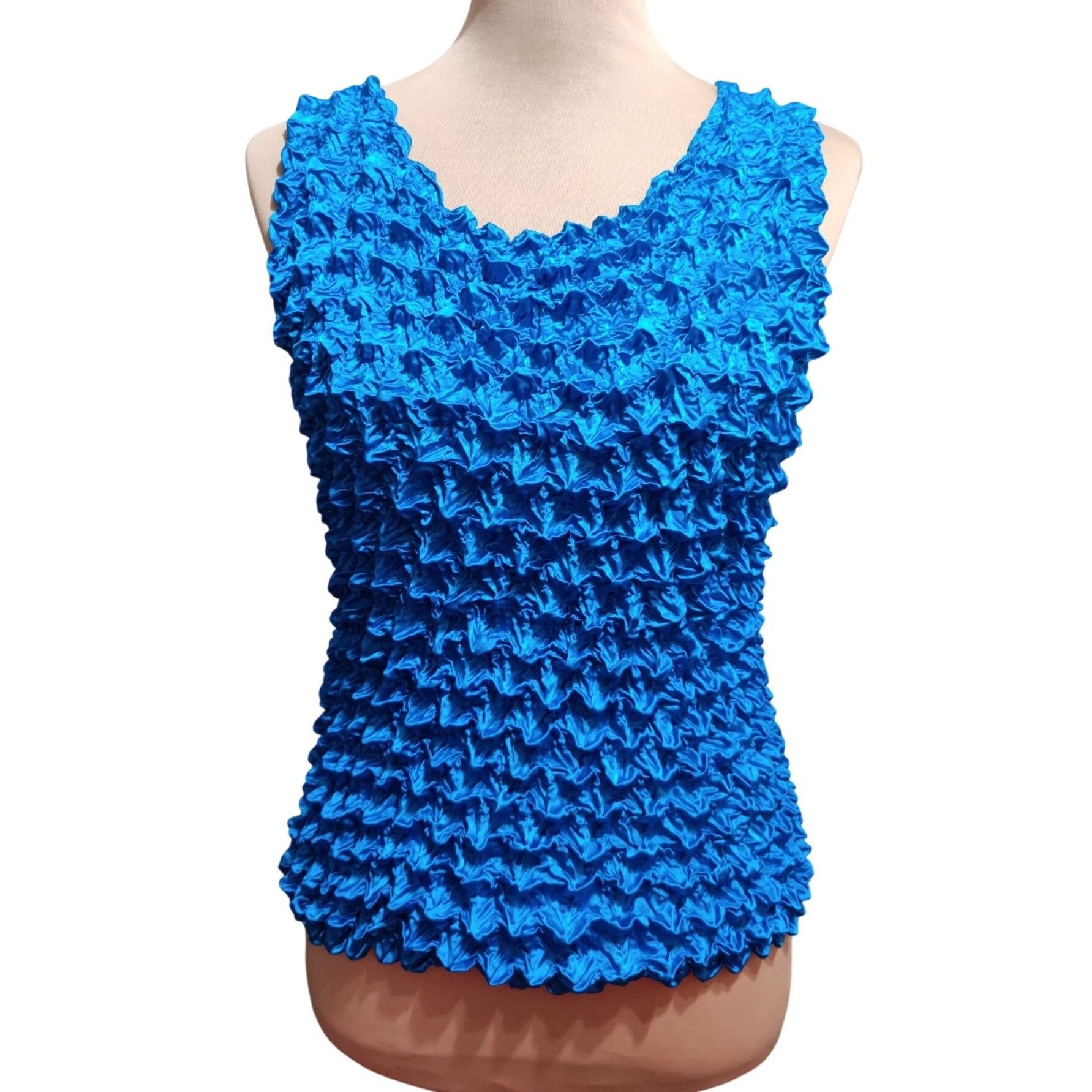 Other Popcorn Tank Top One Size Womens Blue Bubble Crinkle Sleevel Size ONE SIZE - 1 Thumbnail