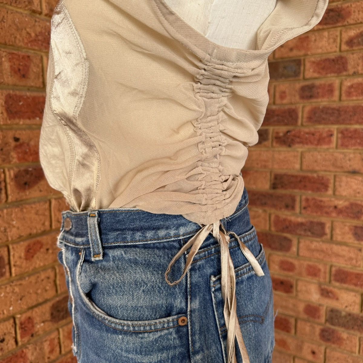 Japanese Brand × Vintage Vintage Eiko Kondo beige sleeveless top Size M / US 6-8 / IT 42-44 - 4 Thumbnail