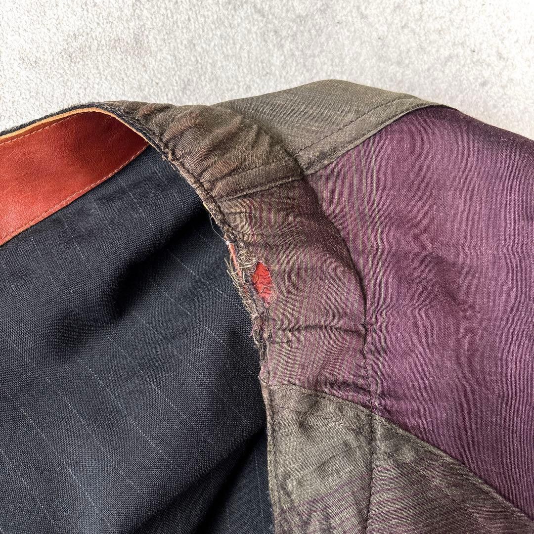 Kaptain Sunshine Reversible Wool/Silk Burgundy Olive Gradient Leather Tunic Size US M / EU 48-50 / 2 - 6 Thumbnail