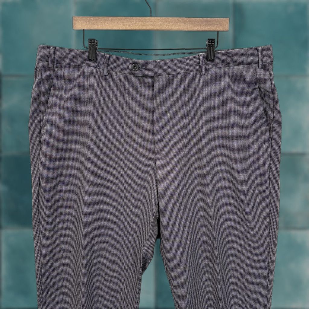 Vintage Santorelli Roma Dress Pants Mens 42 Blue Wool Check Flat Front Business Italy Size US 42 / EU 58 - 1 Thumbnail