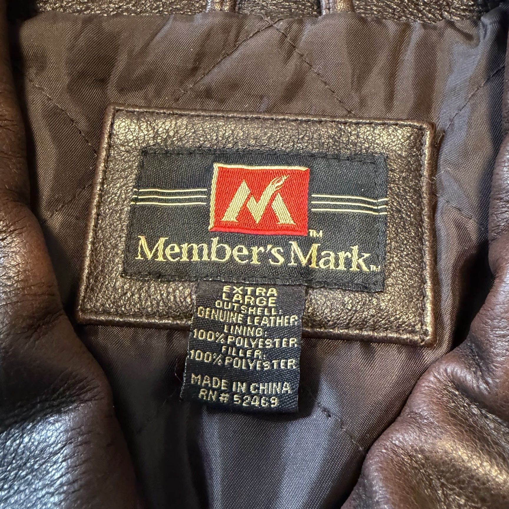 Vintage Members Mark Leather Jacket Mens XL Brown Genuine Cowhide Zip Front Quilted Moto Bomber Biker Size US XL / EU 56 / 4 - 3 Thumbnail