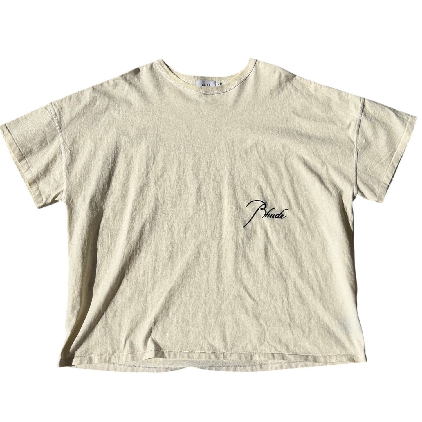 Rhude Rhude Script Cursive Logo Embroidered T-Shirt | Grailed