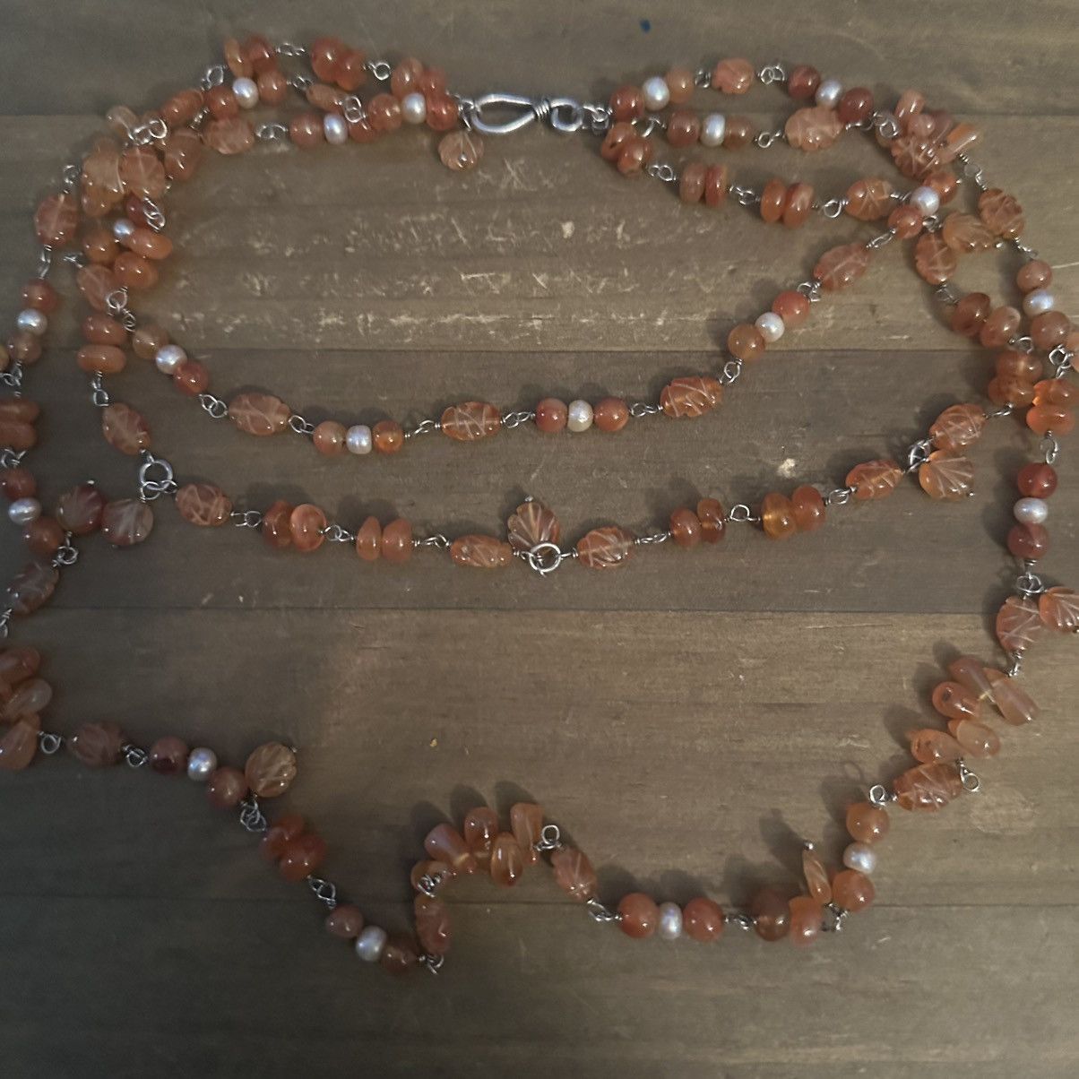 Vintage Vintage layered triple strand Carnelian and pearl necklace Size ONE SIZE - 2 Thumbnail