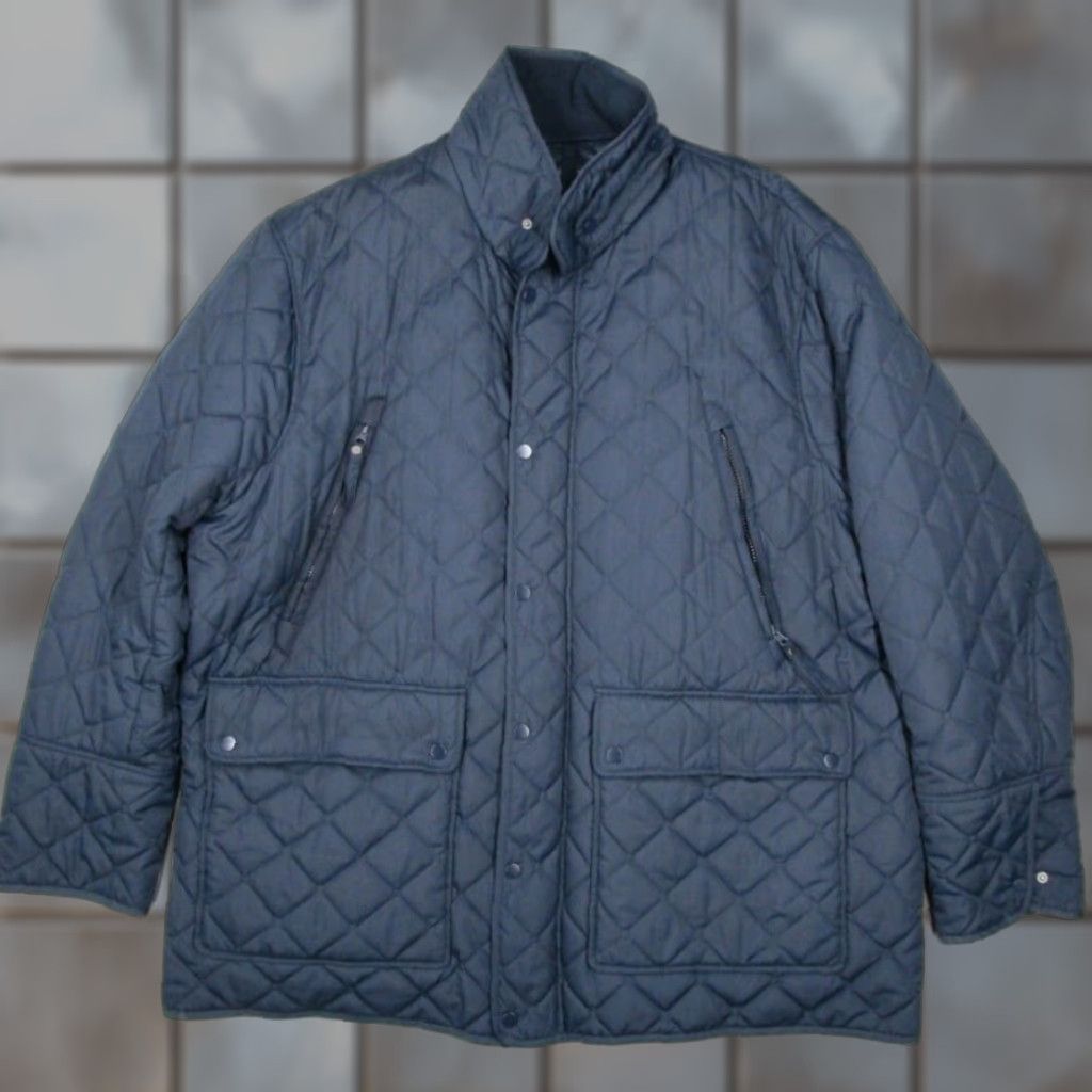 Vintage Marc New York Jacket Mens 4X Blue Quilted Full Zip Lined Adult Big & Tall Synthetic Polyester Stand-Up Collar Size US XXL / EU 58 / 5 - 1 Thumbnail