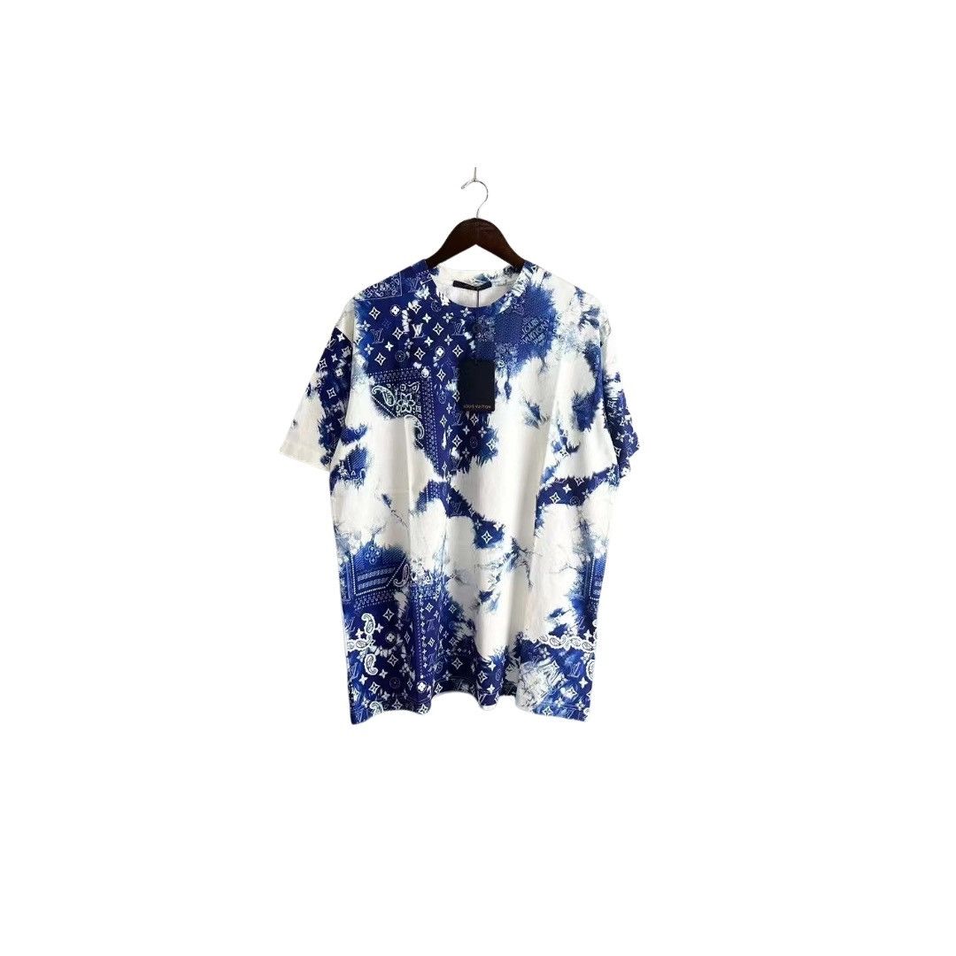 image of Louis Vuitton Monogram Bandana Printed T-Shirt in Blue, Men's (Size XL)