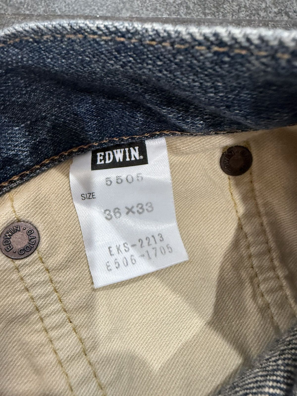 Edwin × Vintage 90’s EDWIN 505ZX RARE BACK POCKET LOGO RETRO DENIM Size US 34 / EU 50 - 12 Thumbnail