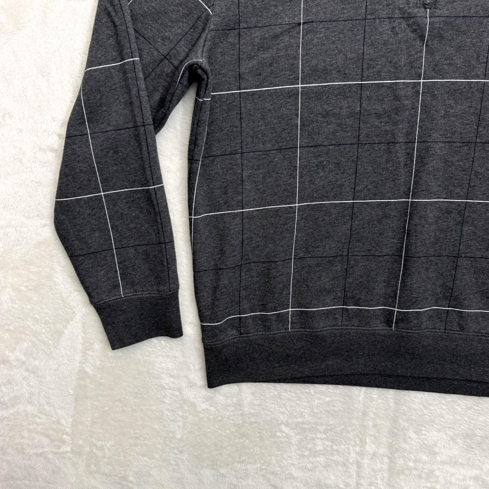 Nautica Nautica Sweatshirt Quarter Zip Mens XL Gray Check Fleece Pullover Logo 1/4 Zip Mock Neck Long Sleeve Winter Size US XL / EU 56 / 4 - 6 Thumbnail