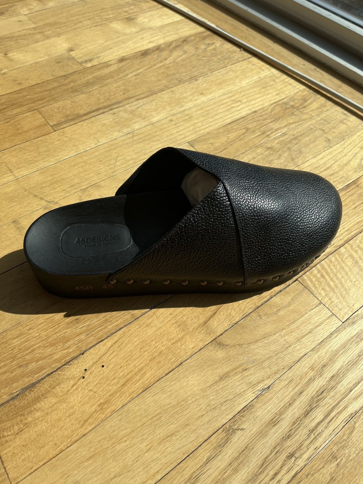 4SDESIGNS Black Sabot Wooden Clog Size US 12 / EU 45 - 5 Thumbnail
