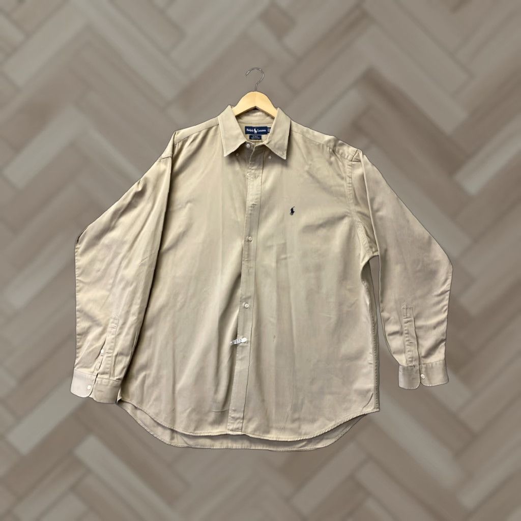 Vintage VINTAGE Polo Ralph Lauren Mens Shirt Long Sleeve Collared Khaki 2XL Cotton Casual Travel Size US XXL / EU 58 / 5 - 1 Thumbnail