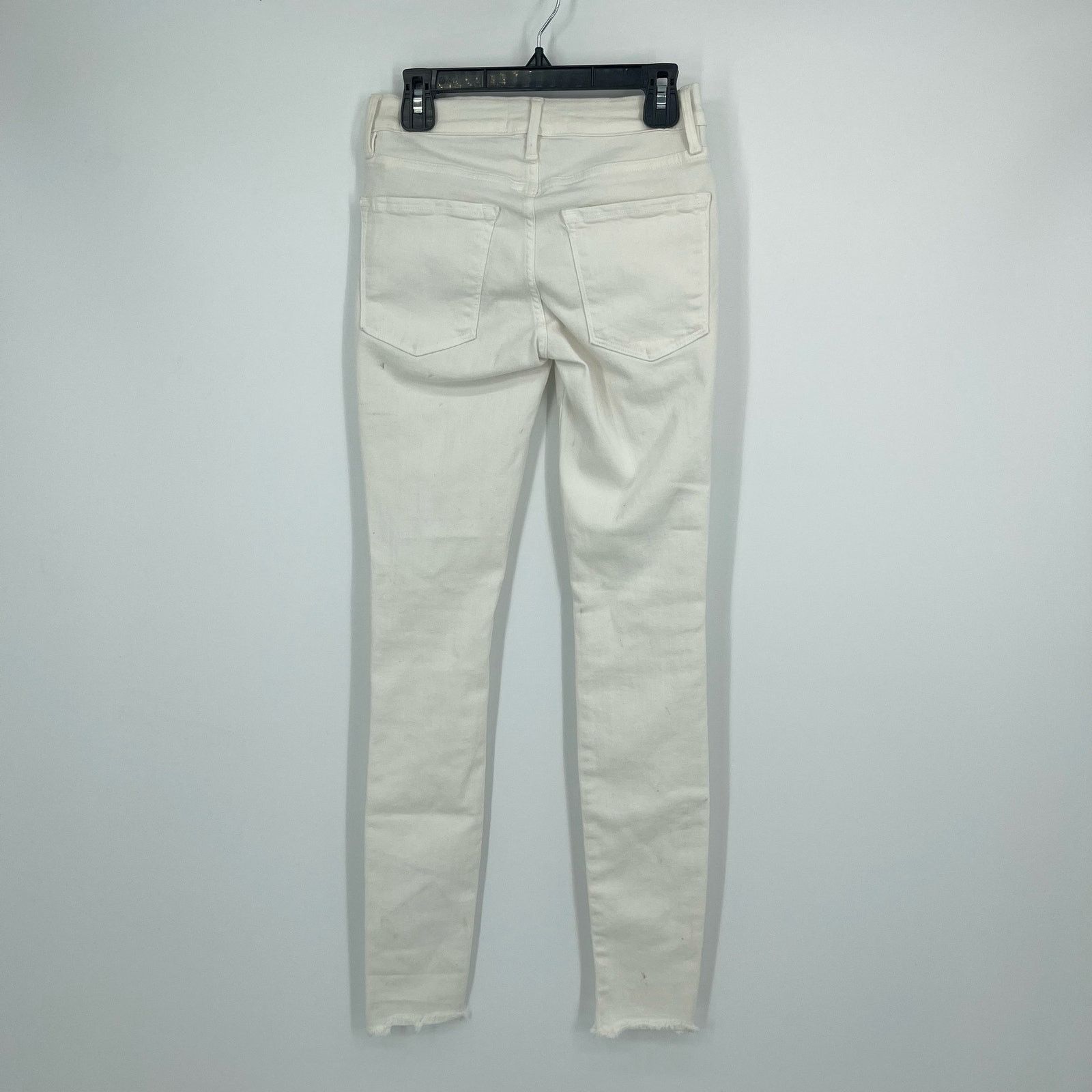 Frame FRAME Le Skinny De Jeanne White Ripped Skinny Jeans Size 23 Size 23" - 5 Thumbnail