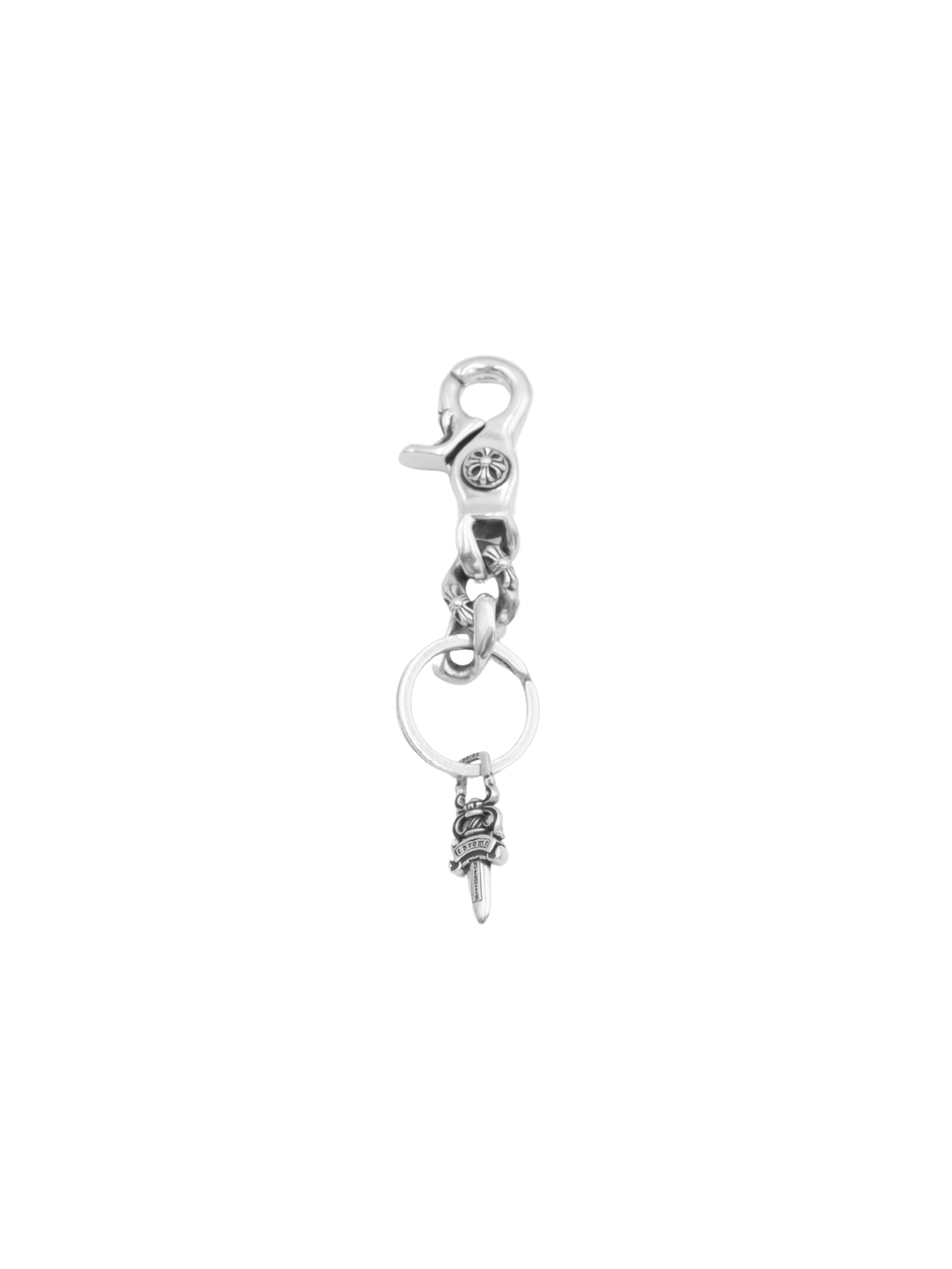 Chrome Hearts Silver Fancy Cuban Link 1 Clip Dagger Keyring