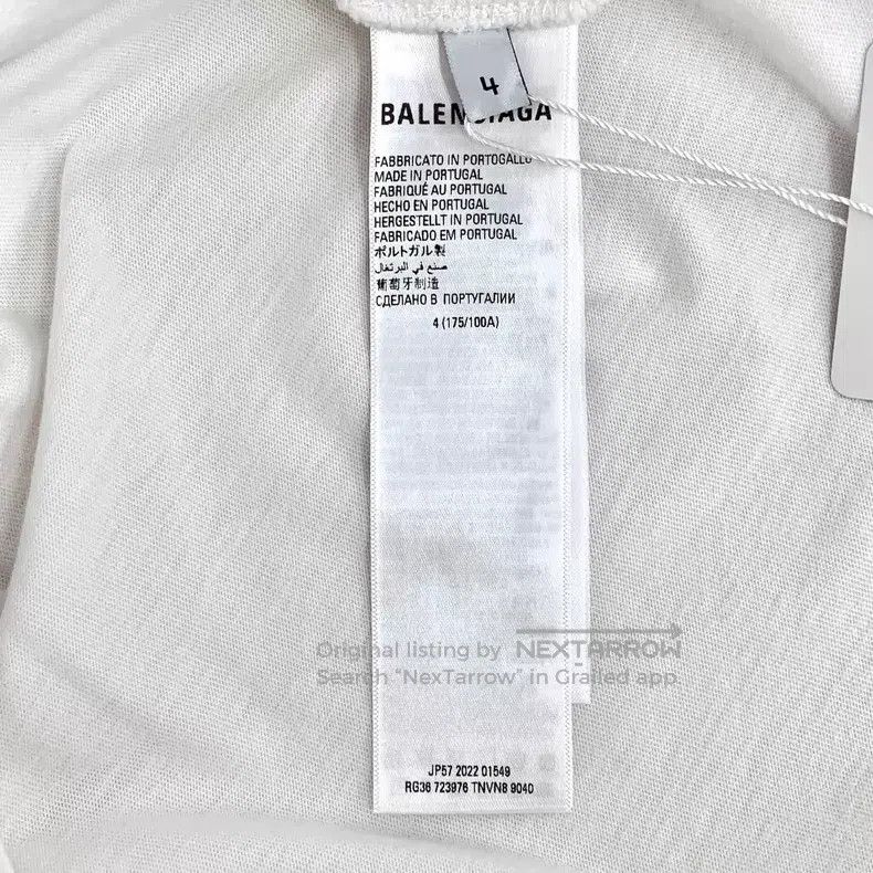 Balenciaga Balenciaga White Logo Printed Cotton Round Neck Short Slee Size US XL / EU 56 / 4 - 7 Thumbnail