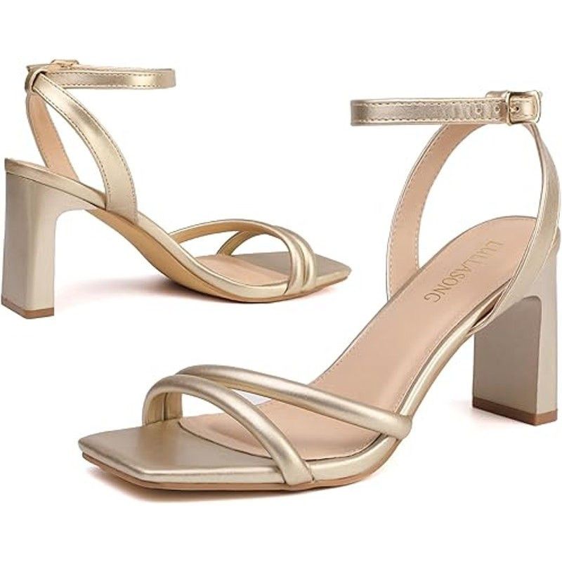 Other Lullasong Women's Size 10 Gold Open Toe 3.5" Heel Sandals Size US 10 / IT 40 - 2 Thumbnail