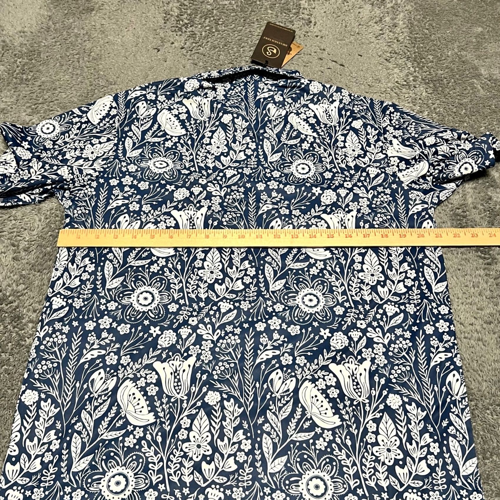 Vintage Swannies Polo Shirt Mens Medium Blue Golf Trey Performance All Over Print Floral Size US M / EU 48-50 / 2 - 5 Thumbnail