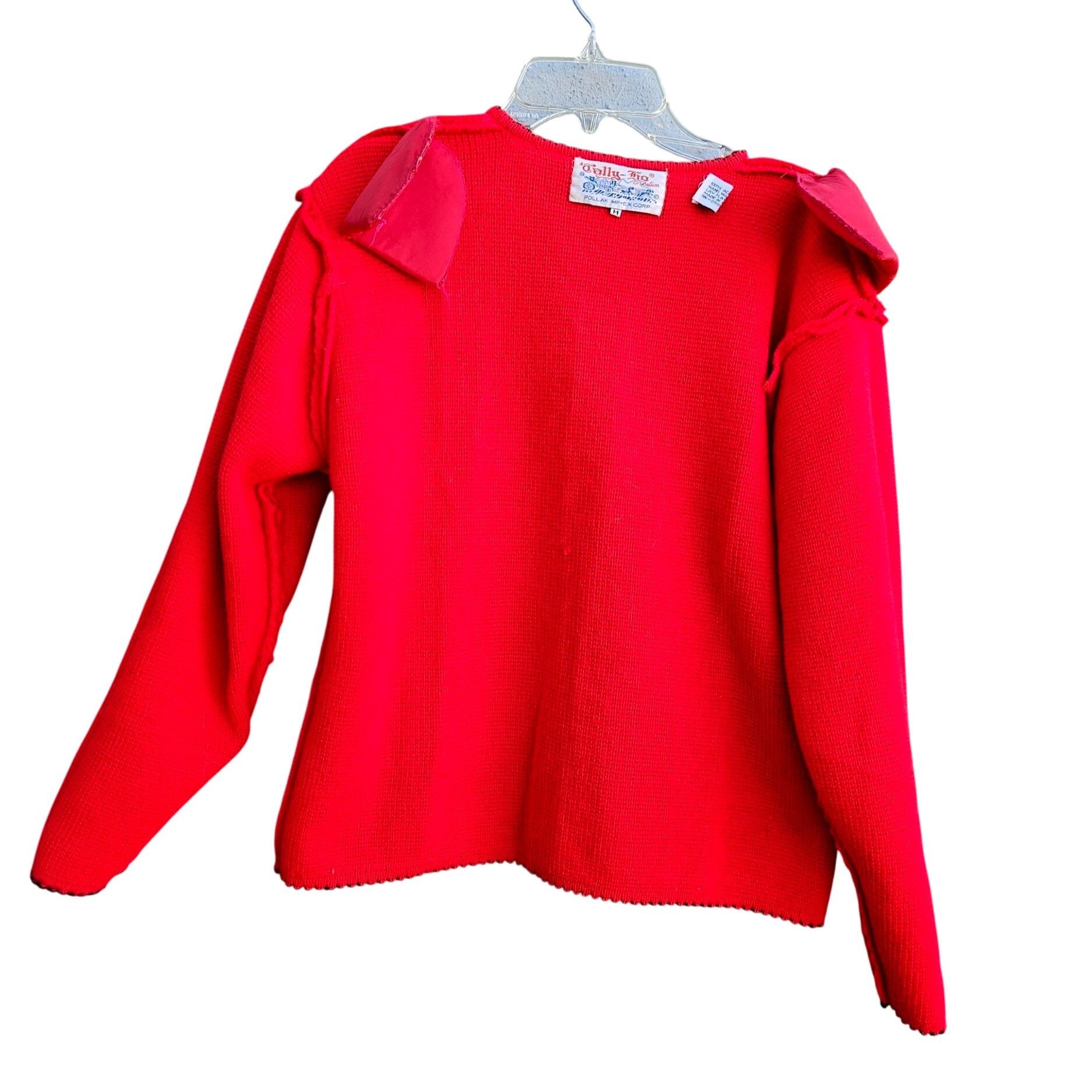Vintage 80s Scottie Dog Cardigan Red Embroidered Knit Vintage Novelt Size M / US 6-8 / IT 42-44 - 9 Thumbnail