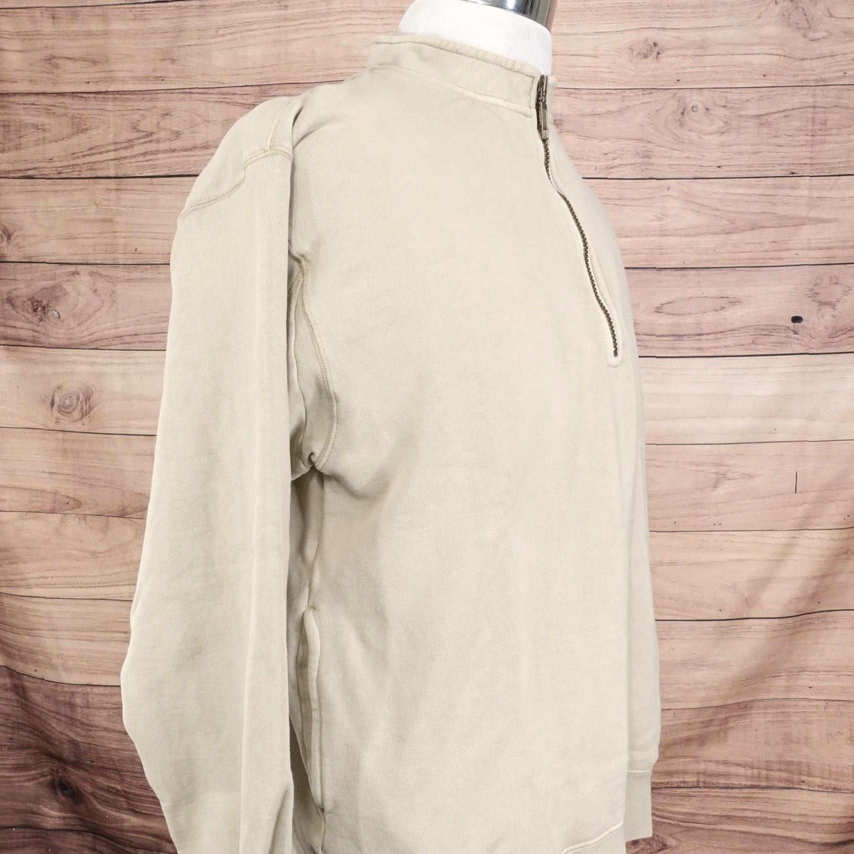 Orvis Orvis Sweatshirt Mens L Beige 1/4 Zip Fleece Pullover Pockets Outdoor Cotton Polyester Size US L / EU 52-54 / 3 - 3 Thumbnail