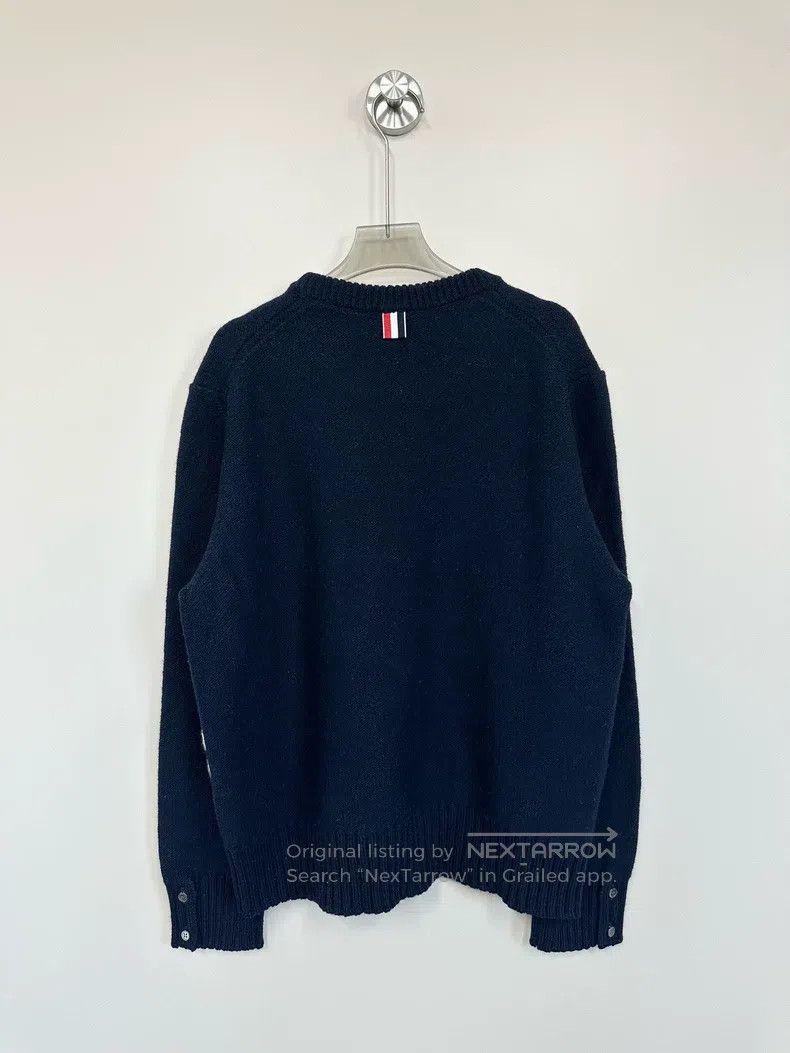 Thom Browne Thom Browne Deep blue classic four-striped mohair knit swe Size US XL / EU 56 / 4 - 2 Thumbnail