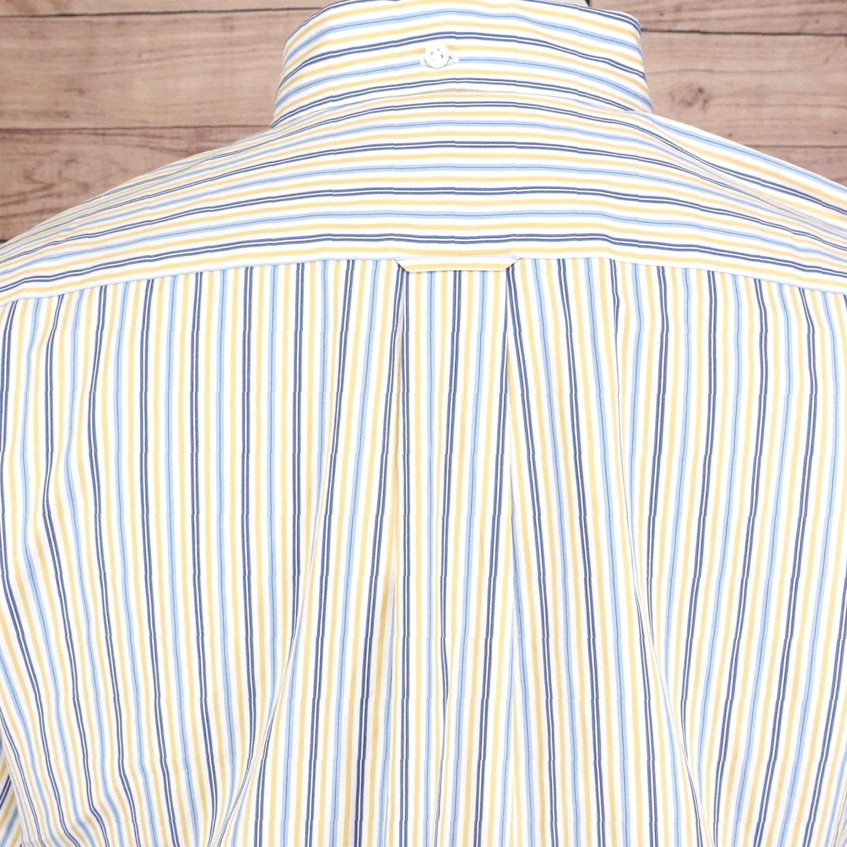 Faconnable Faconnable Shirt XL Yellow Striped Button Down Short Sleeve Casual Mens Size US XL / EU 56 / 4 - 6 Thumbnail