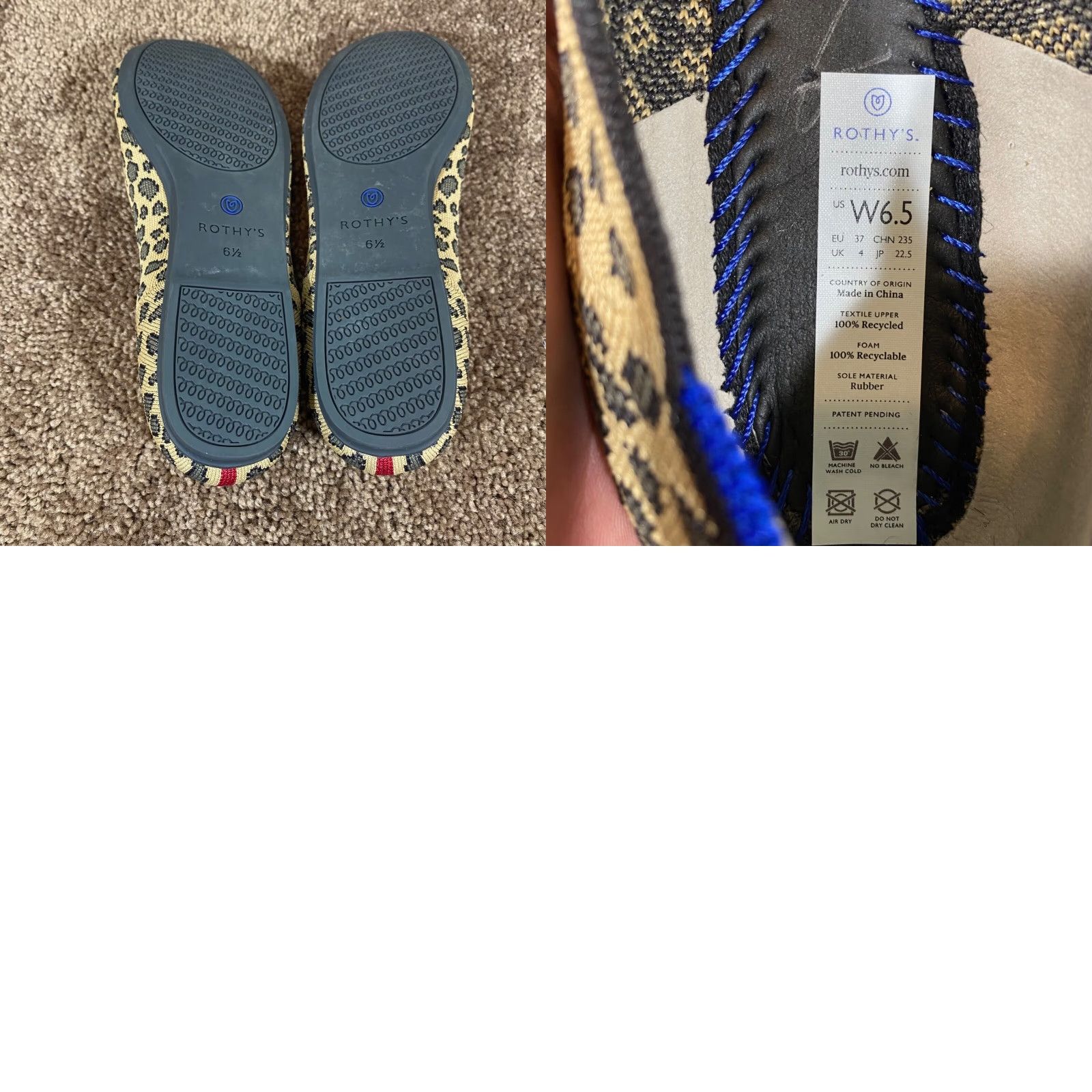 Rothy's Rothy’s Womens Ballet Flats Size 6.5 Cheetah Leopard Round Toe Slip On Fashion Workwear Size US 6.5 / IT 36.5 - 8 Thumbnail