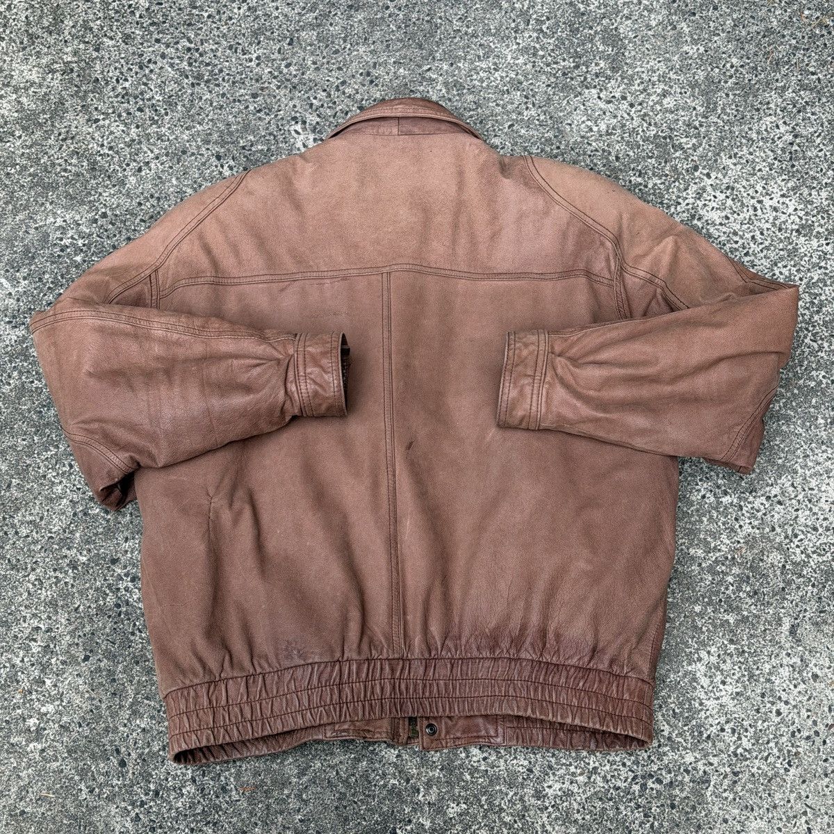 Vintage 90s Brown leather bomber jacket with quilted lining large Size US L / EU 52-54 / 3 - 5 Thumbnail