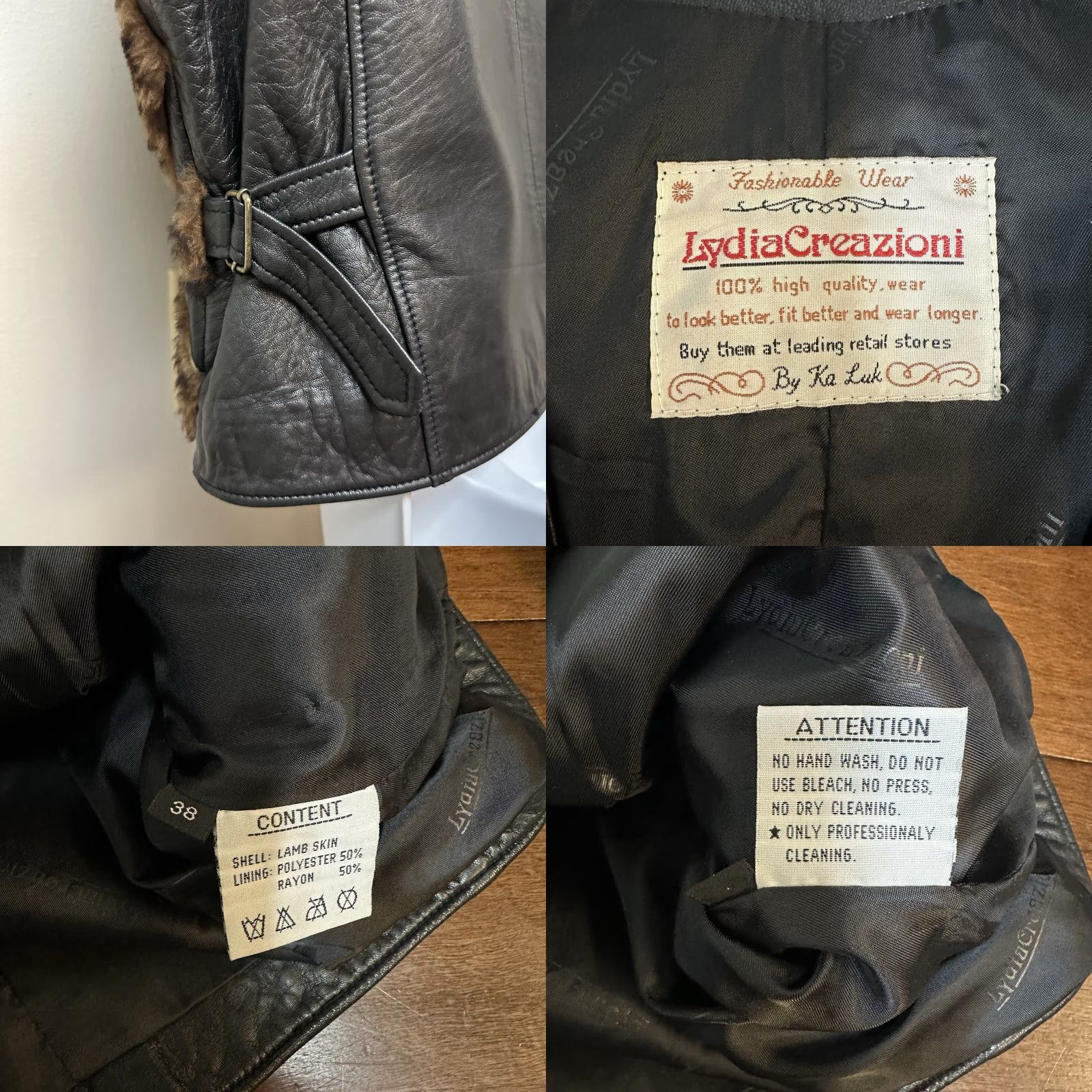 Skin VINTAGE Lydia Creazioni Lamb Skin Leather Moto Vest 1980s Brown M/L Double Breasted Diamond Patchwork Womens Size M / US 6-8 / IT 42-44 - 8 Thumbnail