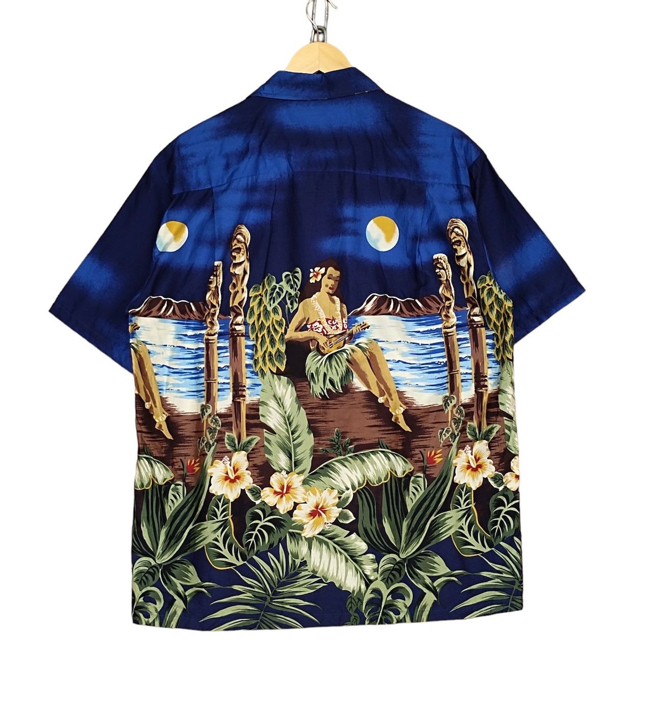 Vintage Vtg 80s Hawaiian Hula Girls Scenic View Hawaiian Size US L / EU 52-54 / 3 - 2 Thumbnail