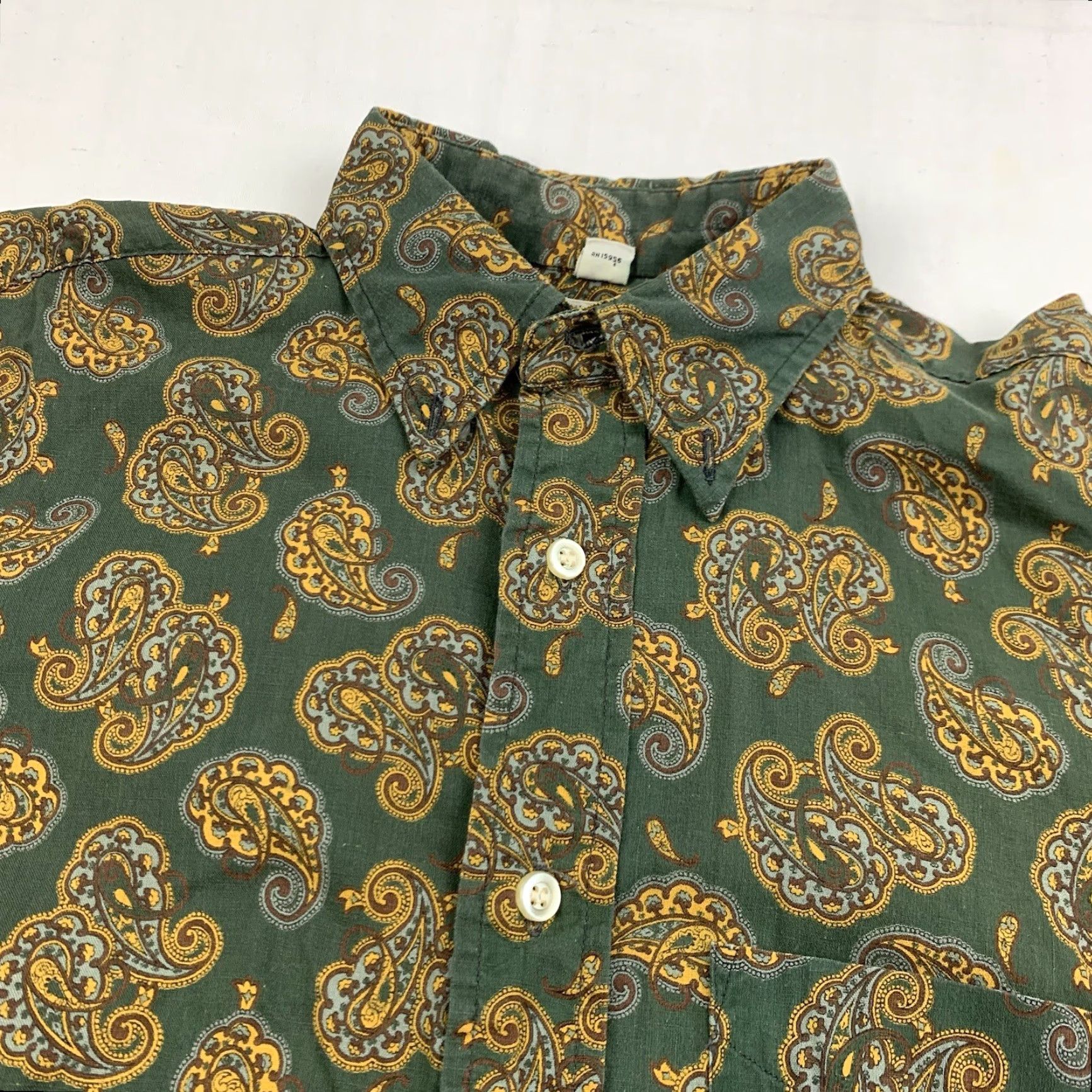 Vintage VINTAGE Model Button-Up Shirt Womens 16 Green Paisley Long Sleeve 1970s Classic Size XXL / US 16-18 / IT 52-54 - 2 Thumbnail