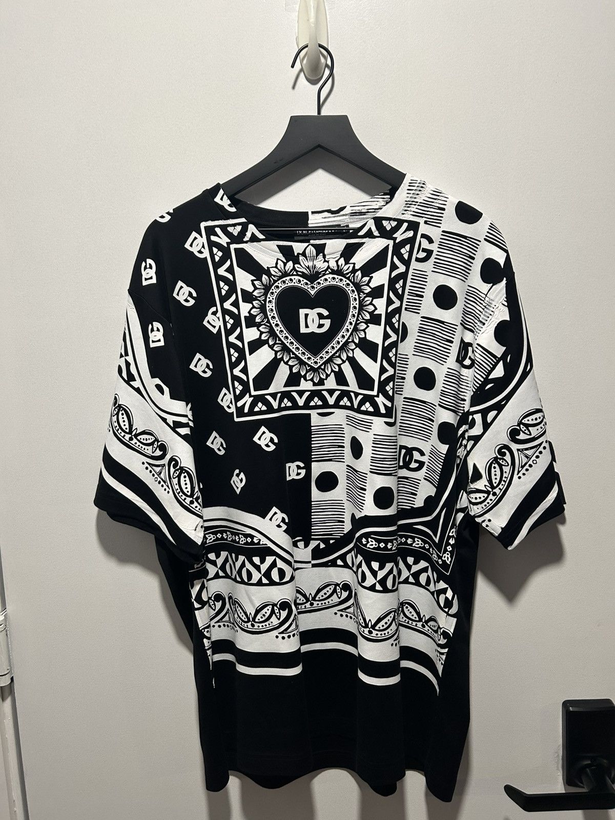 Dolce & Gabbana Dolce & Gabbana Mixed Bandana Crew Tee Size US L / EU 52-54 / 3 - 2 Thumbnail