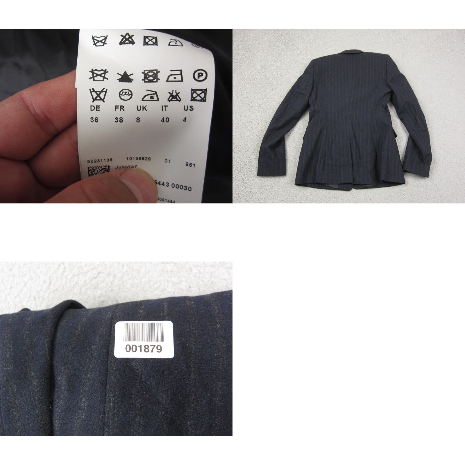 Hugo Boss VINTAGE Hugo Boss Blazer Women 4 Navy Blue Striped Wool Angora Sports Coat Jacket Casual Business Two-Button 80s City Classic Tuxedo Women's Blue Size S / US 4 / IT 40 - 11 Thumbnail