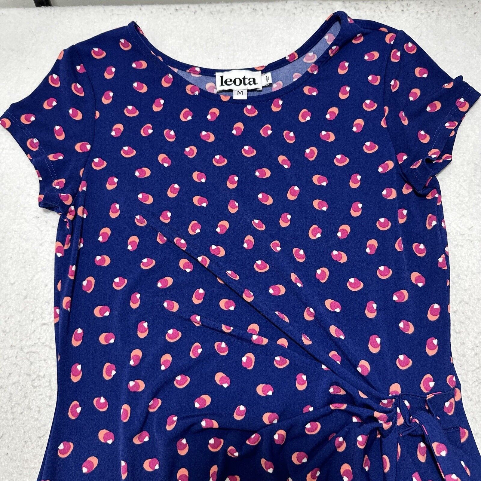 Other Leota Medium Madison Faux Wrap Dress Navy Blue Pink Stretch Size M / US 6-8 / IT 42-44 - 2 Thumbnail