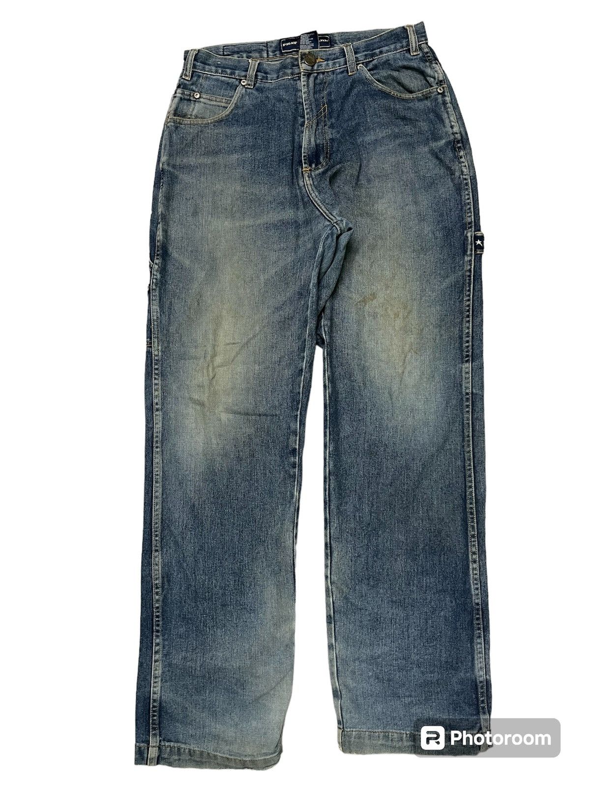Phat Farm × Vintage 90s PHAT FARM BAGGY CARPENTER DISTRESSED DENIM Size US 31 - 2 Thumbnail