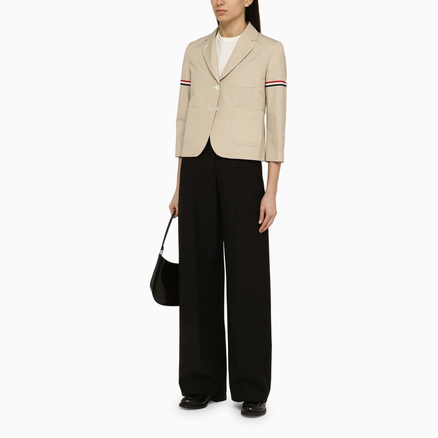 Thom Browne o1d2blof1024 Cotton Blend Short Blazer in Beige Size S / US 4 / IT 40 - 2 Thumbnail
