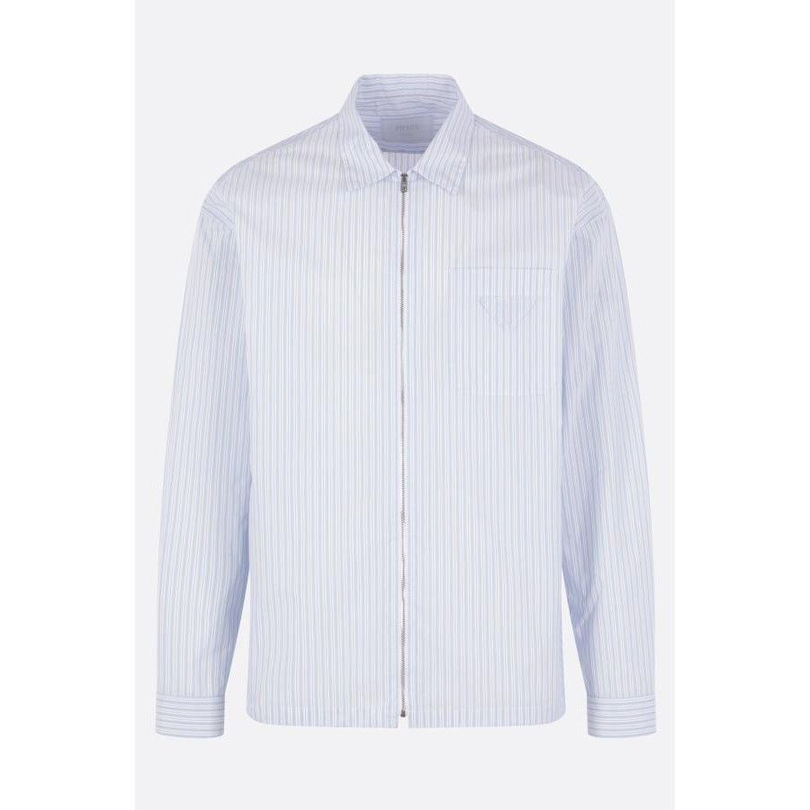 Prada PRADA Full Zip Striped Blue Re-Nylon Shirt New & Authentic ( Size US XL / EU 56 / 4 - 1 Thumbnail