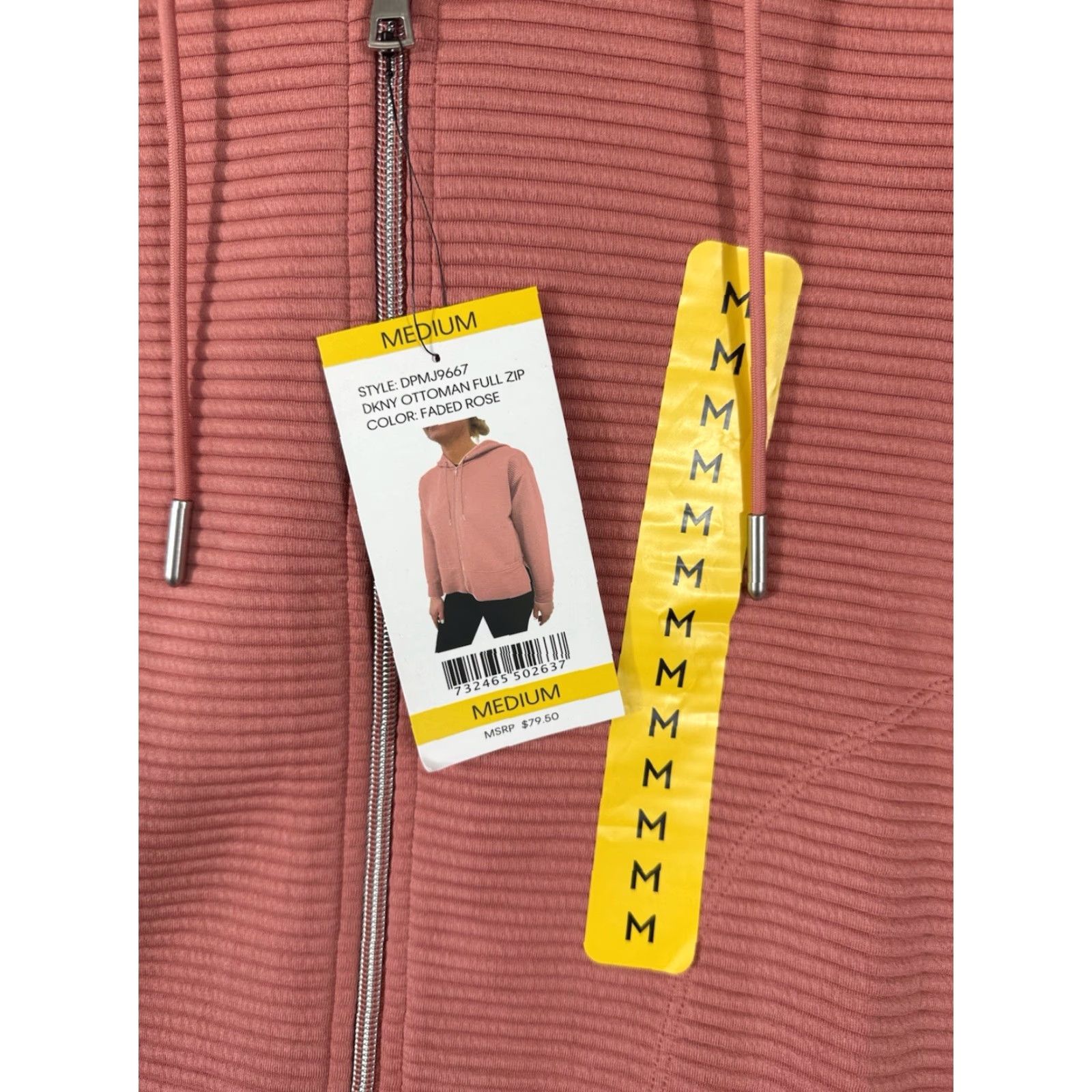 DKNY VINTAGE: DKNY Ottoman Full-Zip Hoodie Womens M Faded Rose Ribbed Stretch Pockets NWT Size M / US 6-8 / IT 42-44 - 4 Thumbnail