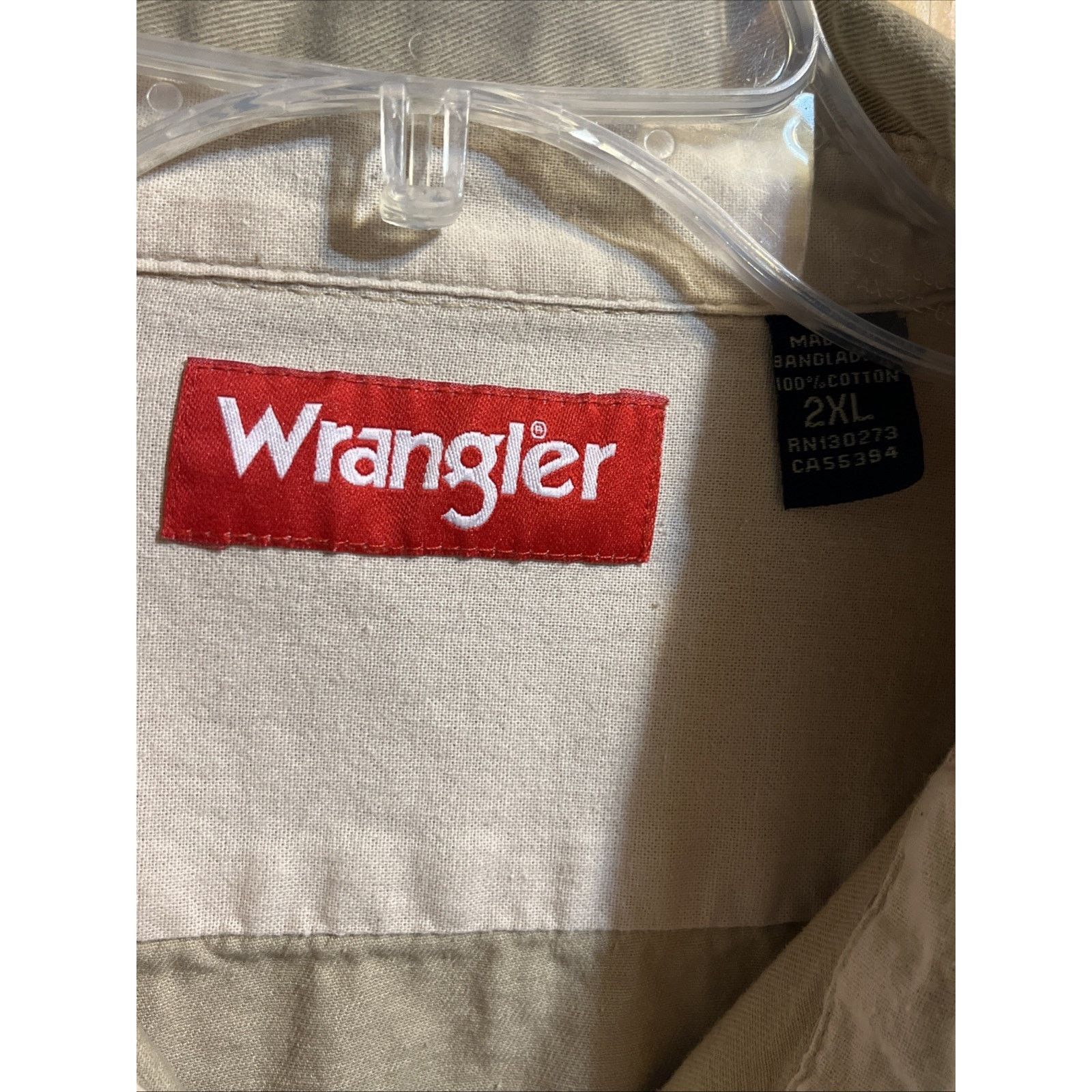Wrangler Wrangler Cotton Men's Shirt XXL Long Sleeve Canvas Brown Size US XXL / EU 58 / 5 - 3 Thumbnail