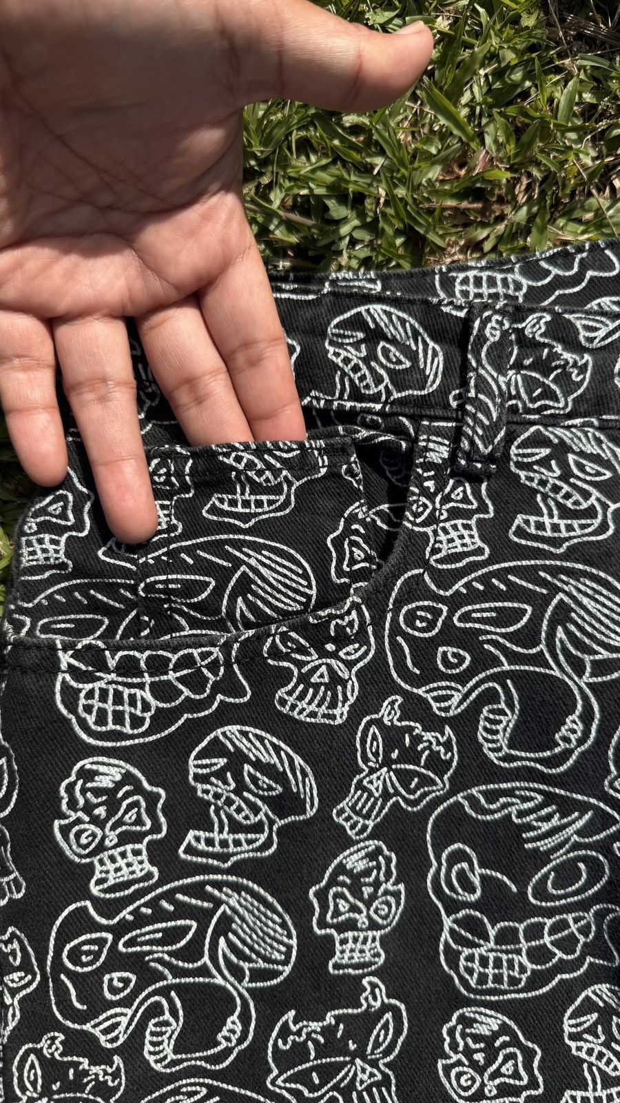 Other Black Graphic Skull Pants - Streetwear / Casual Fit Size US 34 / EU 50 - 3 Thumbnail