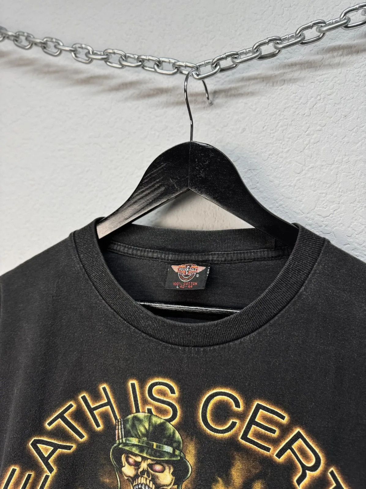 Band Tees Vintage 3d Emblem Death Is Certain Rare Military Made In USA Size US XL / EU 56 / 4 - 8 Thumbnail