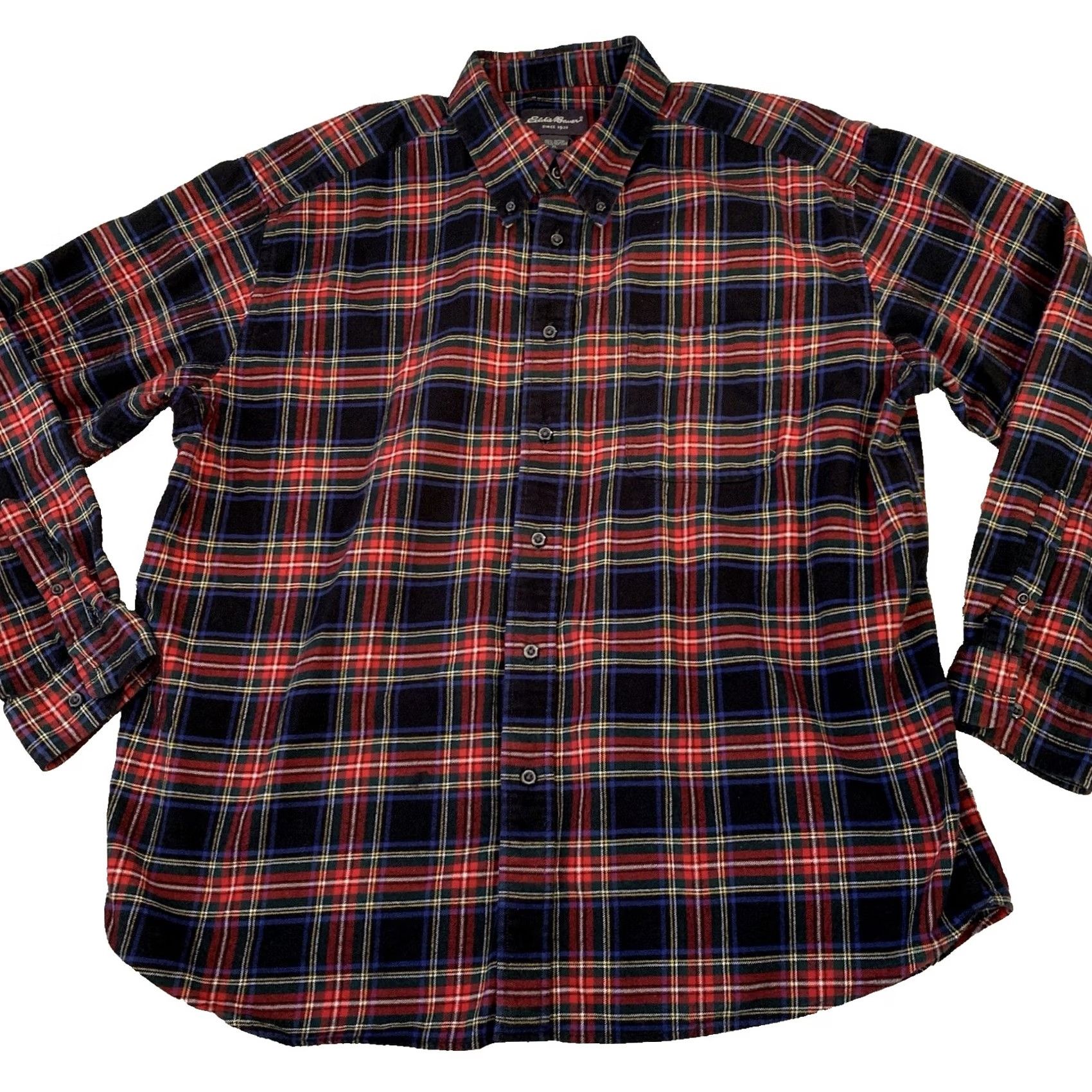 Eddie Bauer Eddie Bauer Flannel Shirt Mens XL Tartan Plaid Button-Up 100% Cotton Blue Multicolor Long Sleeve Casual Travel Easy Care Pockets Button-Down Collared Size US XL / EU 56 / 4 - 3 Thumbnail