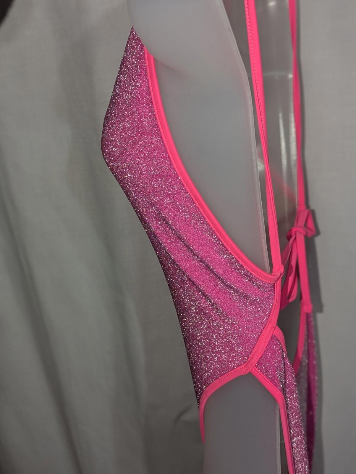 Free People x free-est Amber One Piece Swimsuit Sparkly Hot Pink Sz M Size ONE SIZE - 4 Thumbnail
