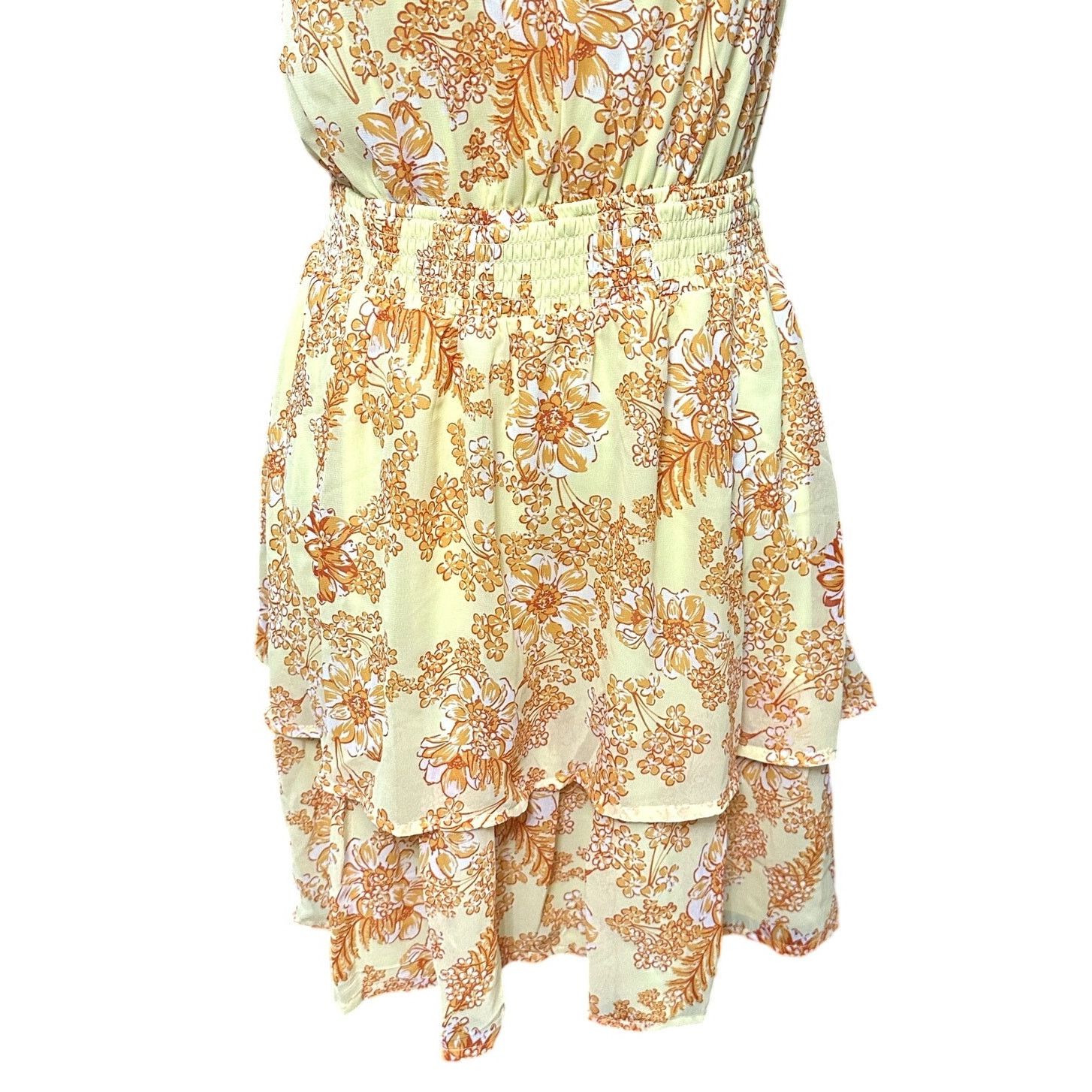 Other Collective Concepts Womens Yellow Orange Floral Mini Dress S Size S / US 4 / IT 40 - 4 Thumbnail