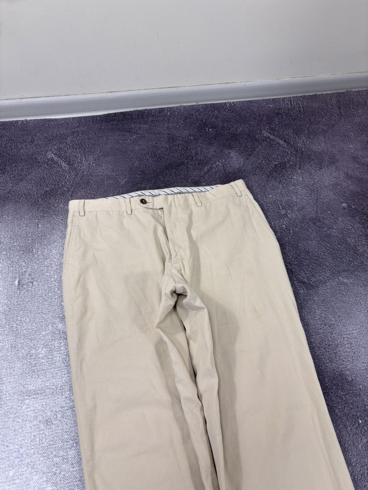 Canali Canali Men’s Ivory Cream Cotton Linen Stretch Chino Pants Size US 34 / EU 50 - 5 Thumbnail