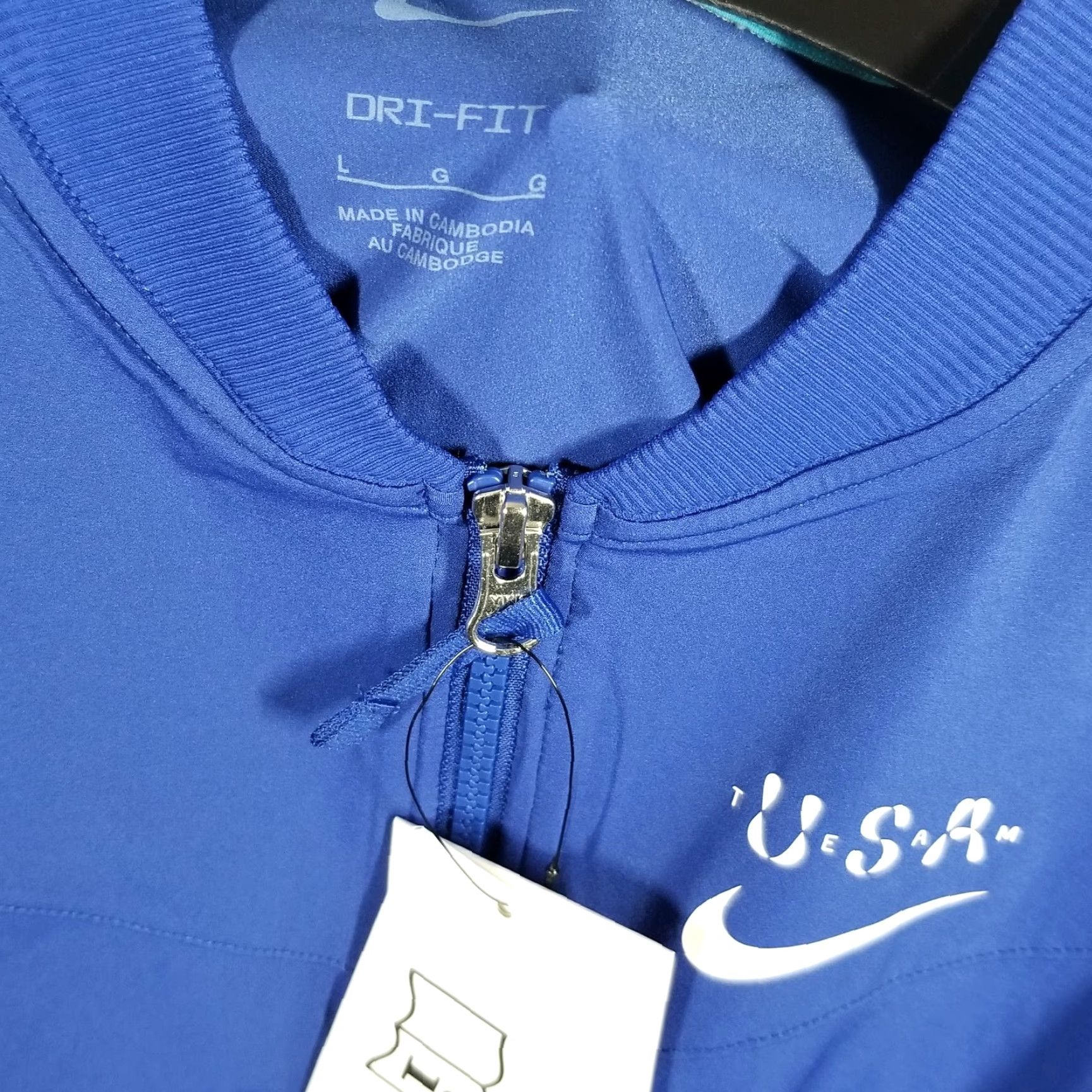 Nike VINTAGE Nike Women's Large Blue Paris 2024 Olympic Team Jacket Activewear Full Zip Size L / US 10 / IT 46 - 2 Thumbnail