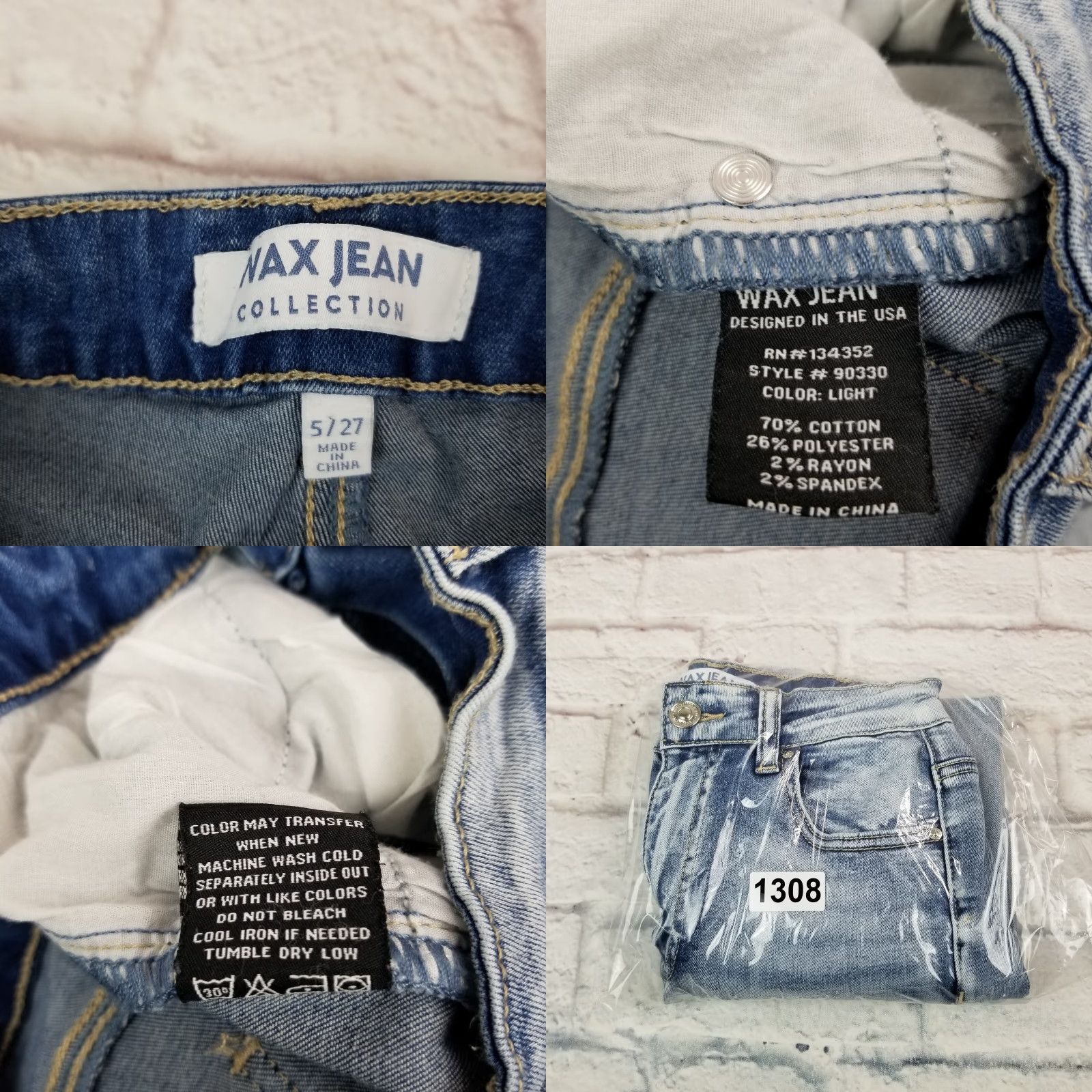 Vintage WAX JEAN Jeans Teens High Rise Skinny Blue Light Wash Size 5 / 27 Size 27" / US 4 / IT 40 - 8 Thumbnail