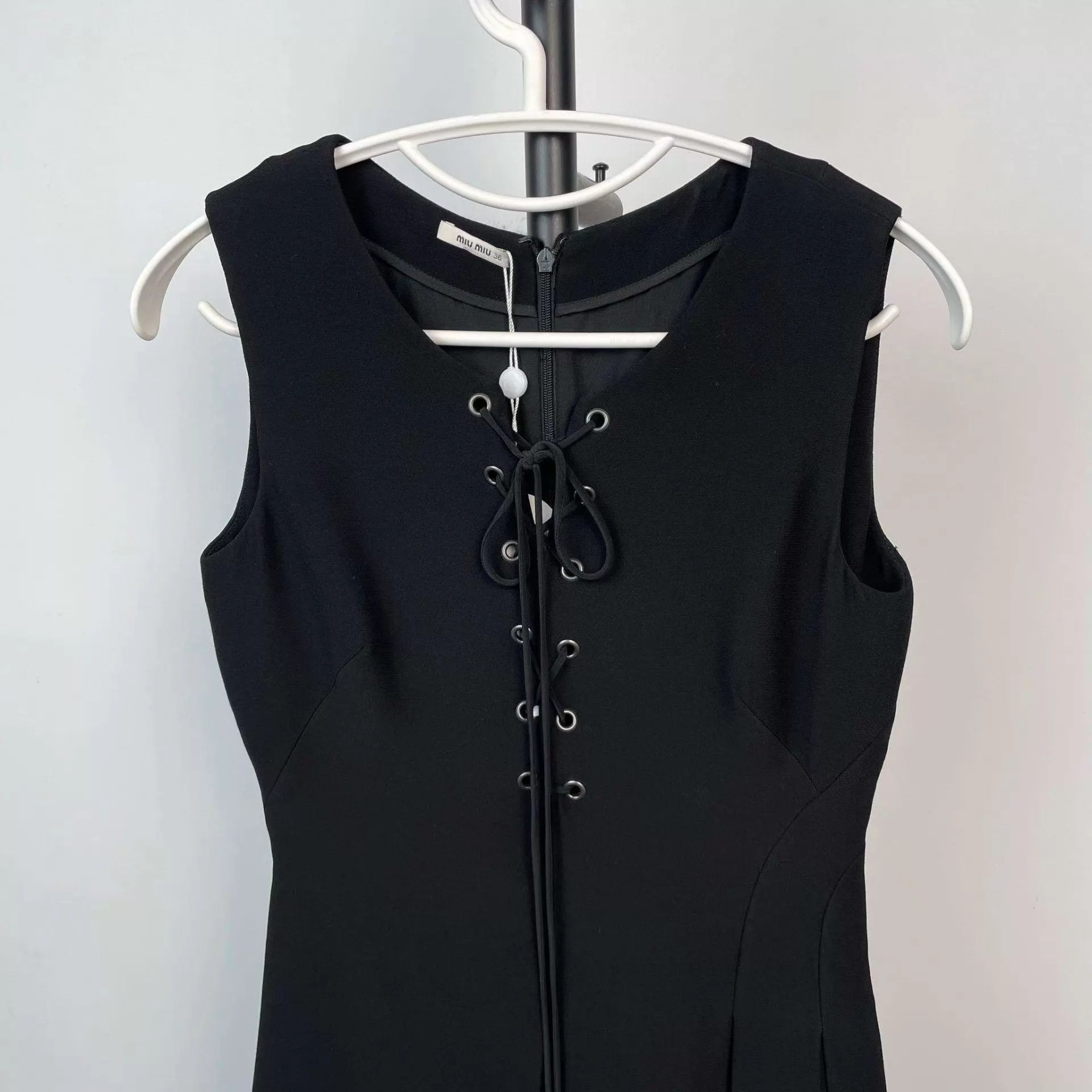 Miu Miu MIU MIU 95 New Cotton Tie Black Dress 36 Size XS / US 0-2 / IT 36-38 - 8 Thumbnail