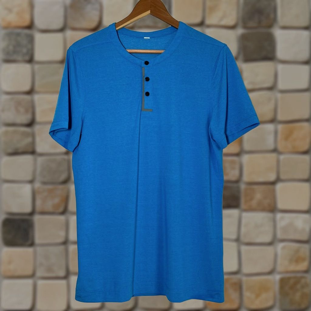 Lululemon Lululemon Men’s Short Sleeve Henley Shirt Blue M Shirt Mens XS? Size US M / EU 48-50 / 2 - 1 Thumbnail