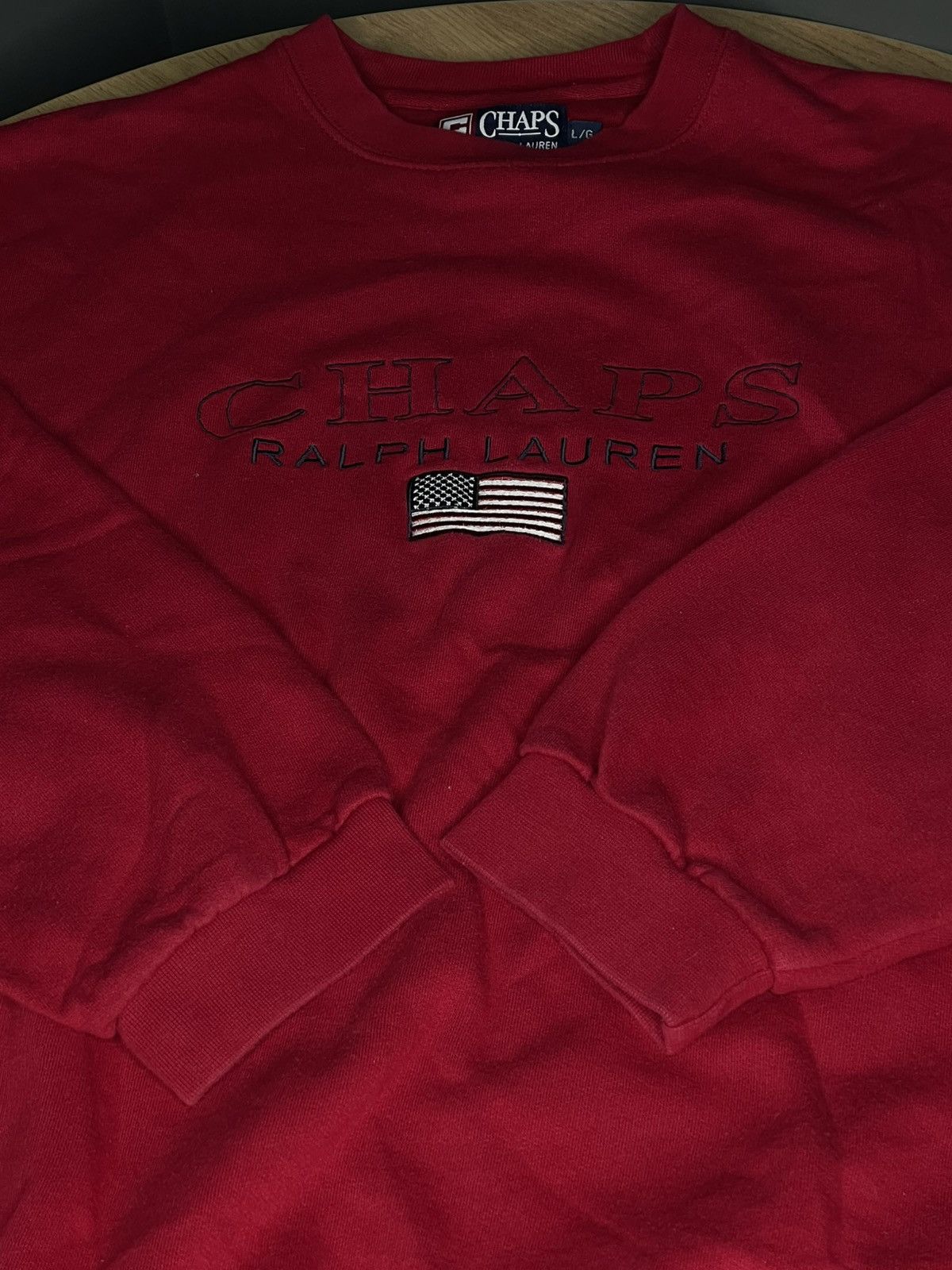 Chaps Ralph Lauren Chaps Ralph Lauren Vintage Red Sweatshirt Big Logo USA Flag Size US M / EU 48-50 / 2 - 1 Thumbnail
