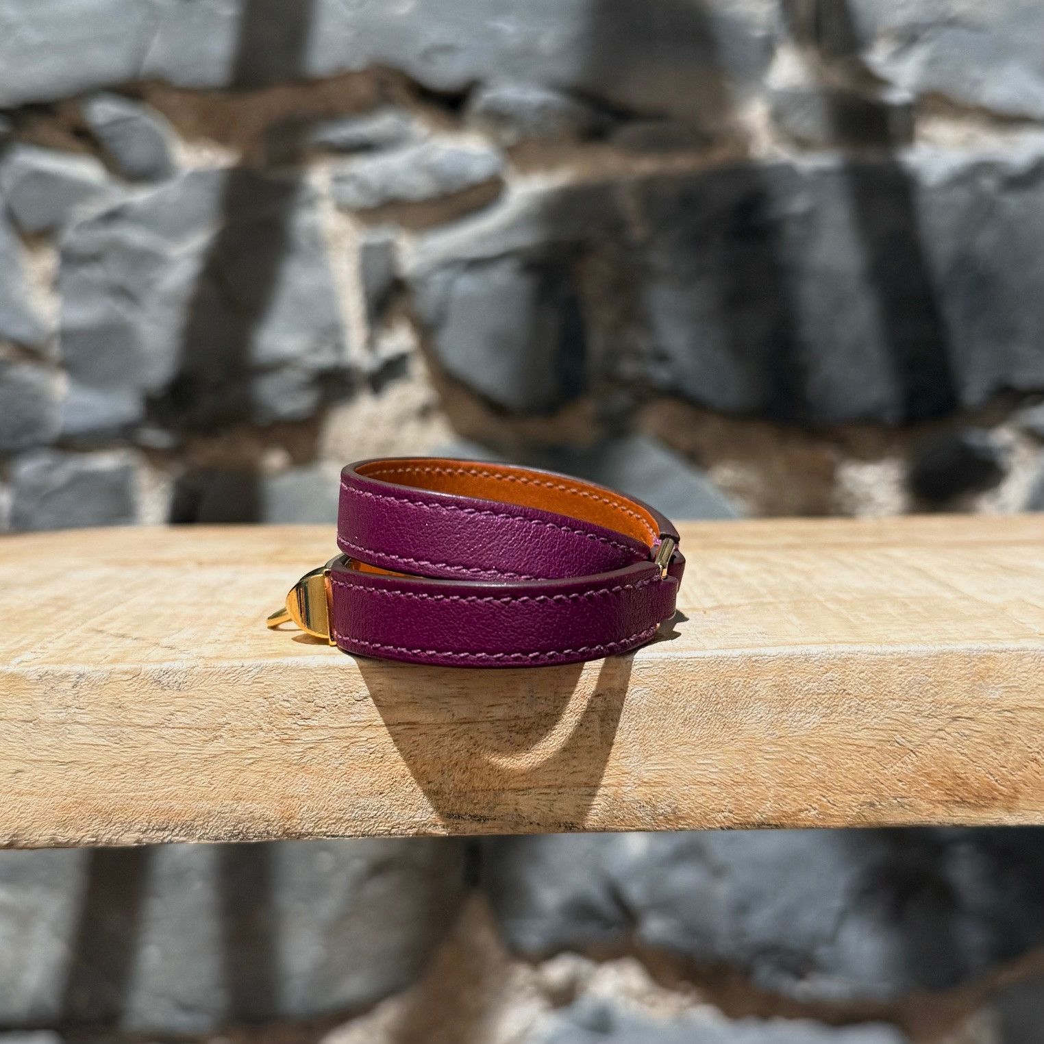 Hermes Hermès Purple Double Tour Rivale GHW Wrap Bracelet Size ONE SIZE - 3 Thumbnail