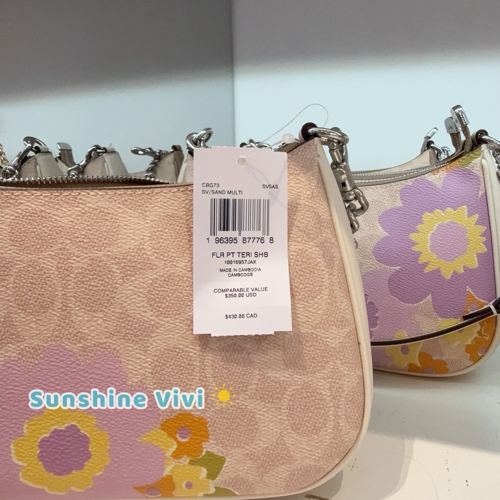 Coach NWT COACH Teri Shoulder Bag Floral CBG73 Silver/Sand Size ONE SIZE - 4 Thumbnail