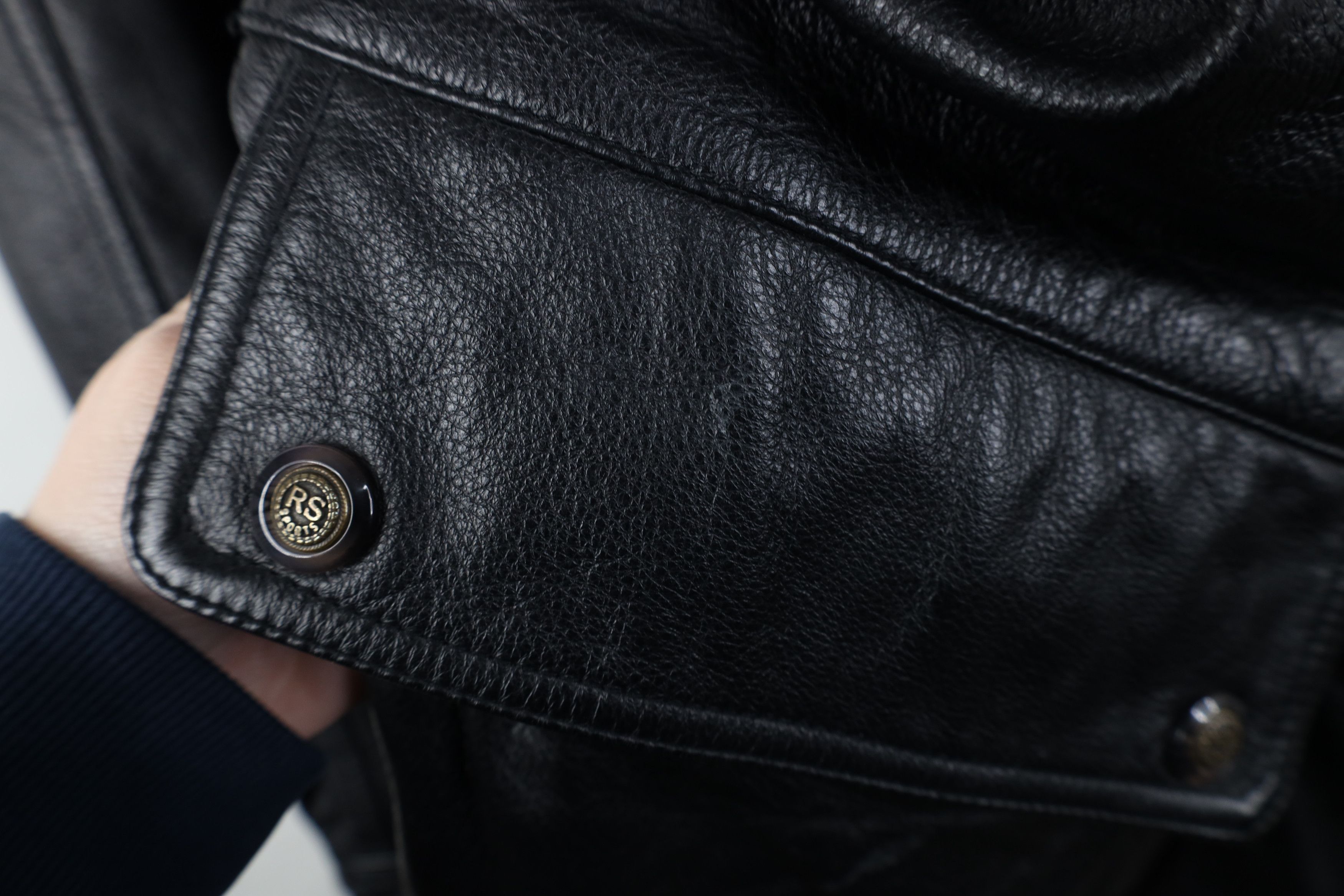 Vintage 90s Streetwear Heavy Leather Chore Jacket Black